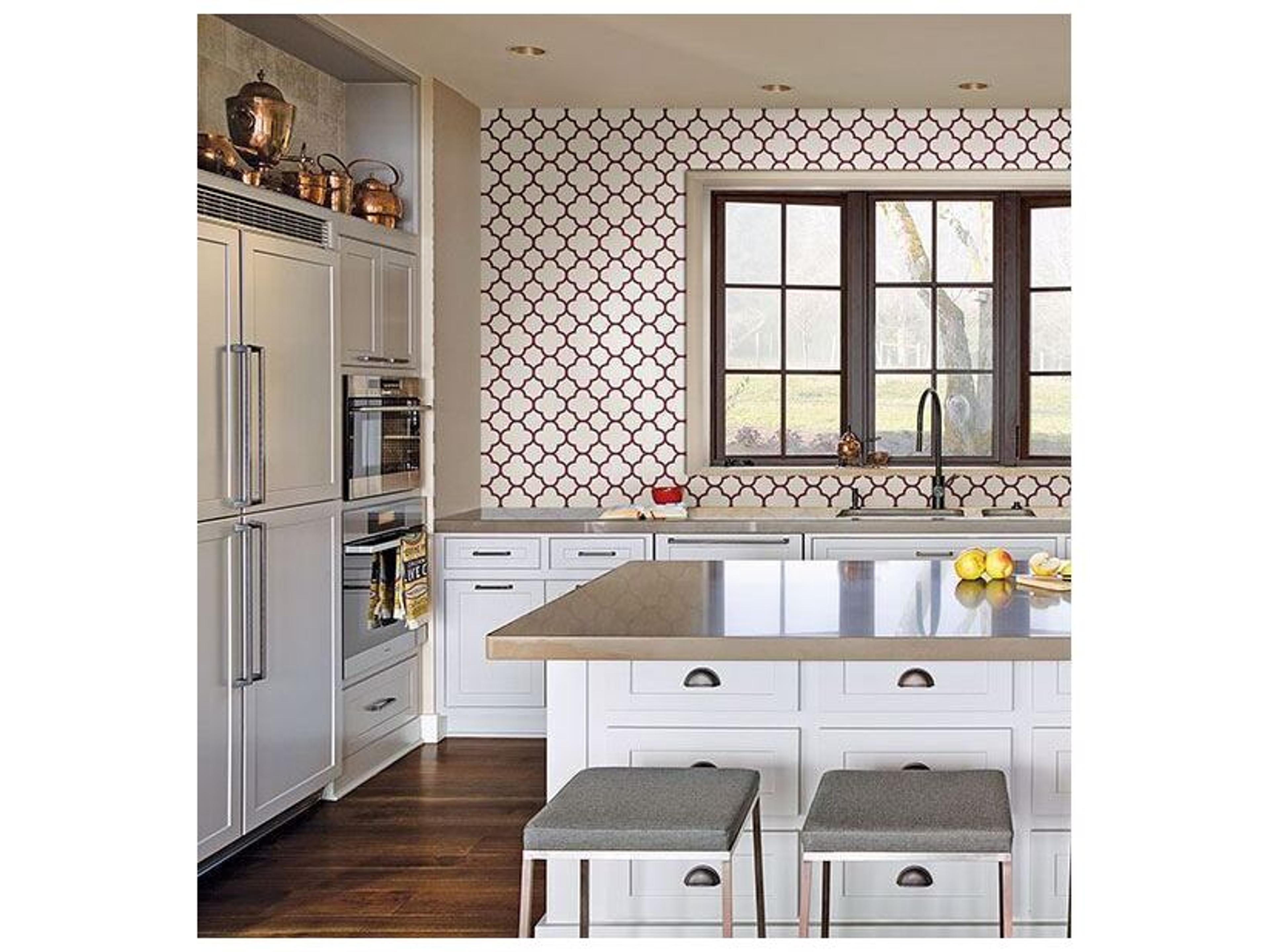 Brewster Home Fashions A-street Prints Origin Burgundy Quatrefoil Wallpaper