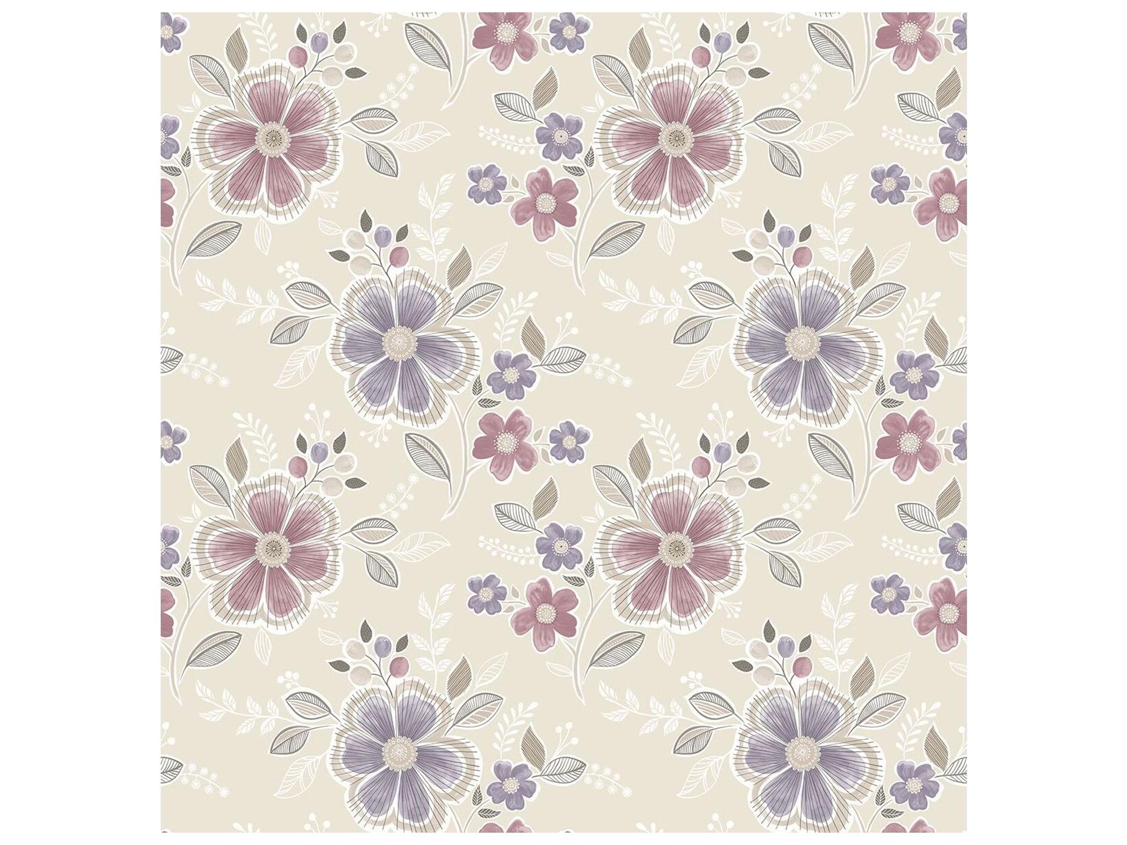A-street Prints Chloe Purple Floral Wallpaper