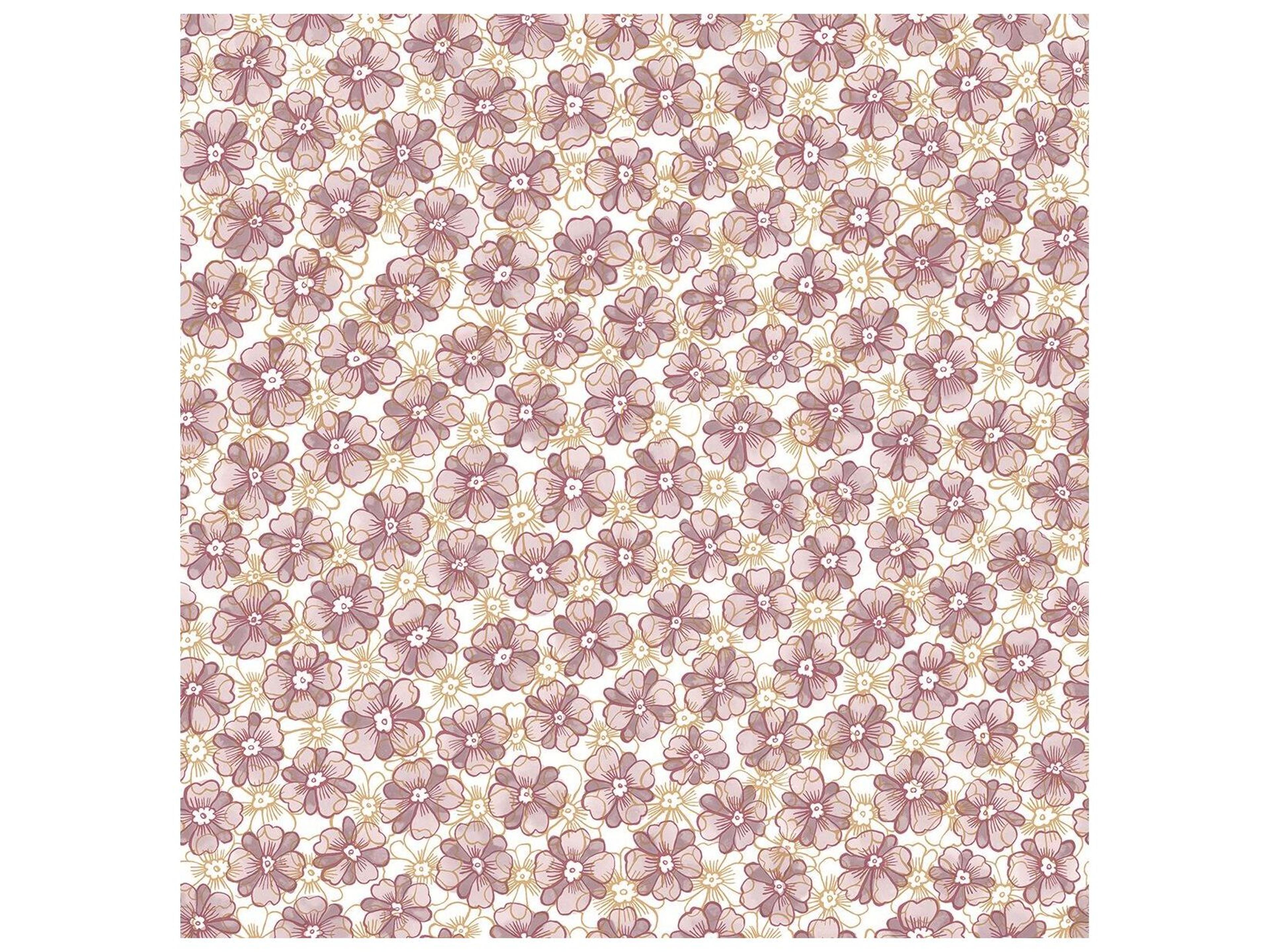 A-Street Prints Allison Lavender Floral Unpasted Wallpaper with Gold Overlay