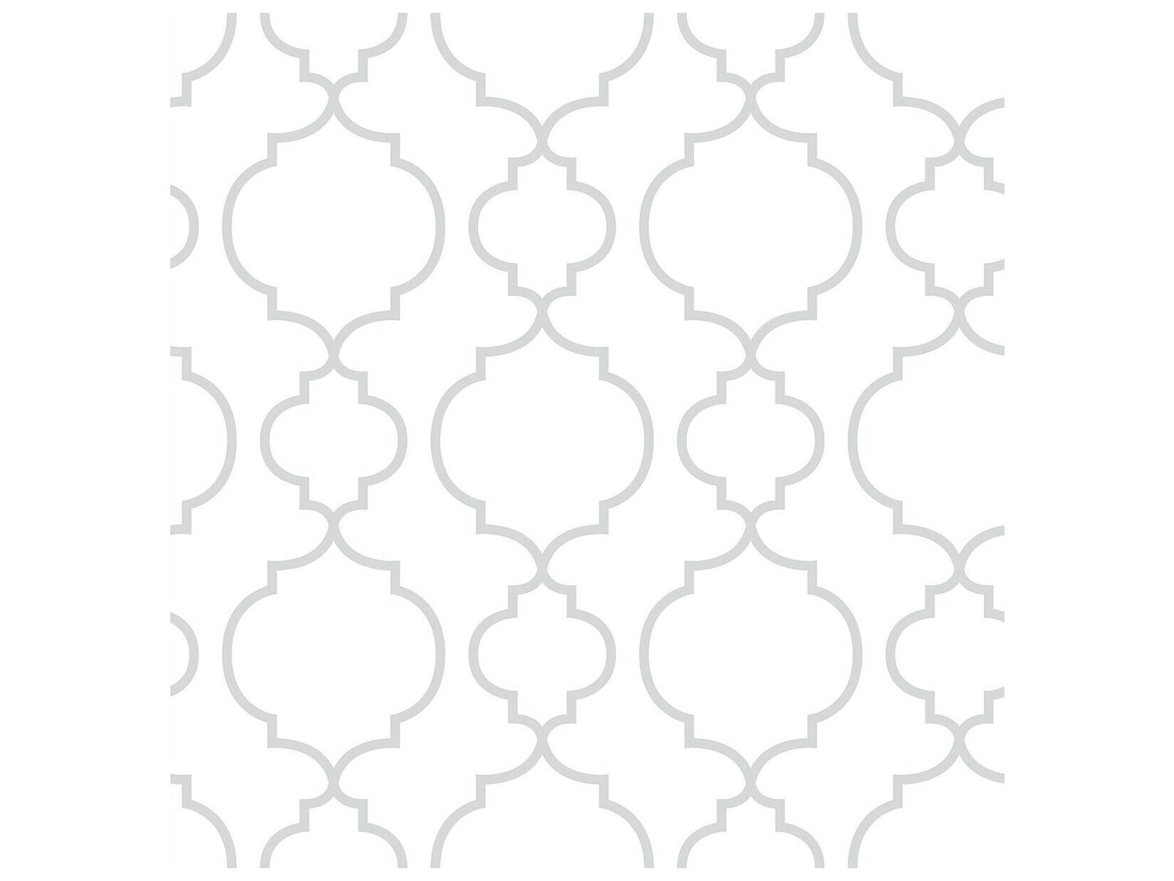 A-street Prints Desiree White Quatrefoil Wallpaper