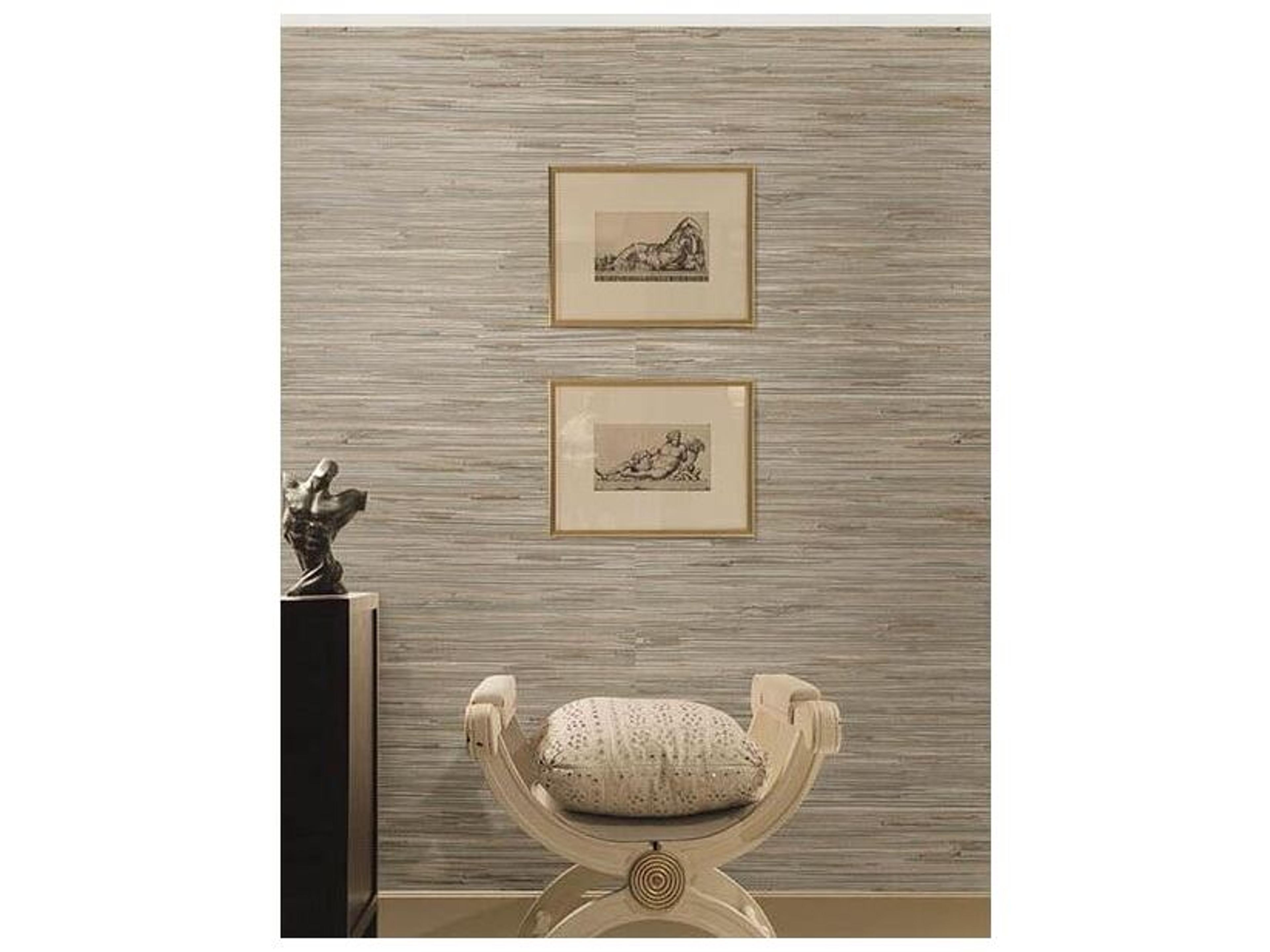 Brewster Home Fashions Kenneth James Heiki Light Grey Grasscloth Wallpaper