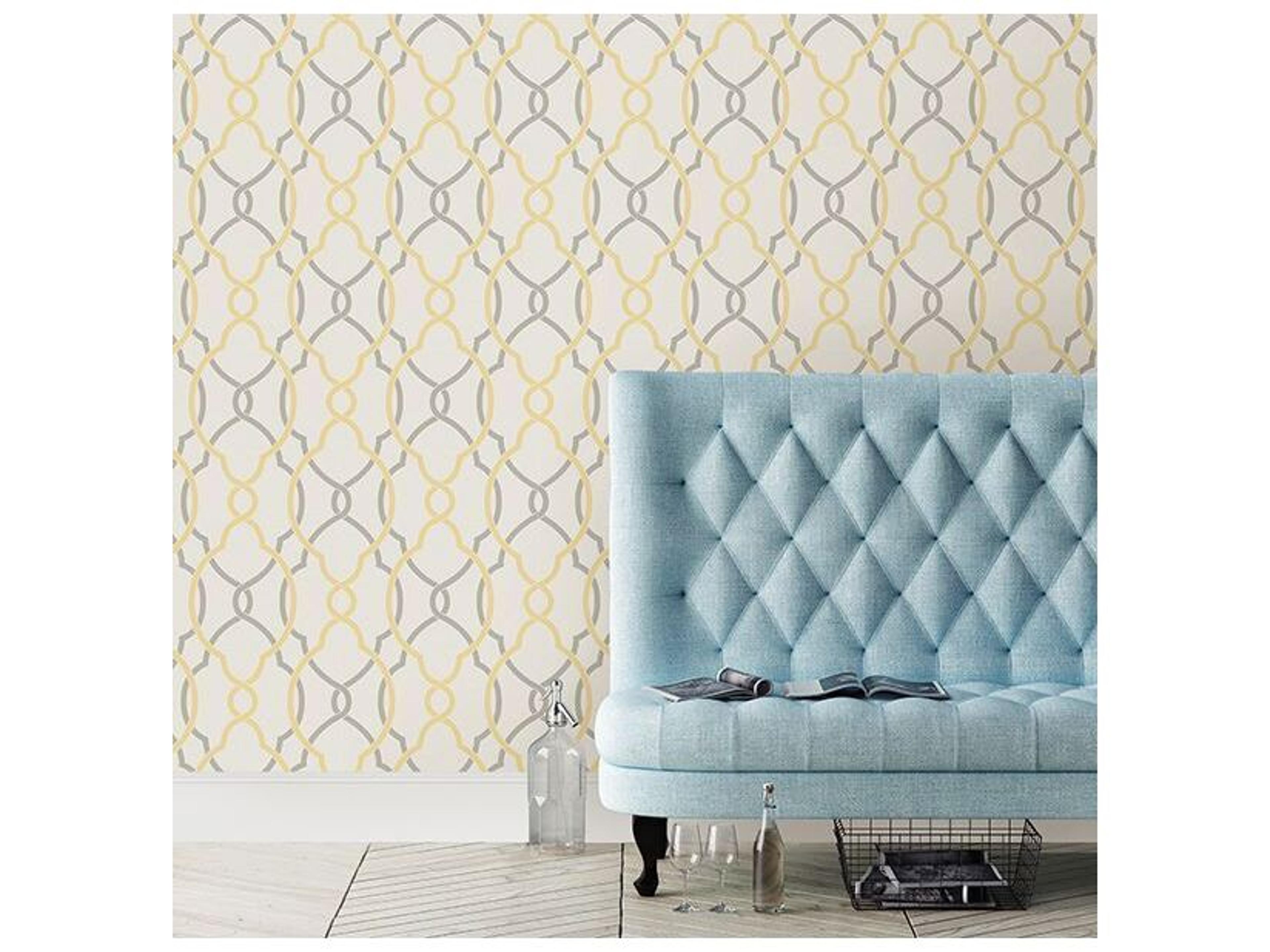 Brewster Home Fashions A-street Prints Sausalito Yellow Lattice Wallpaper