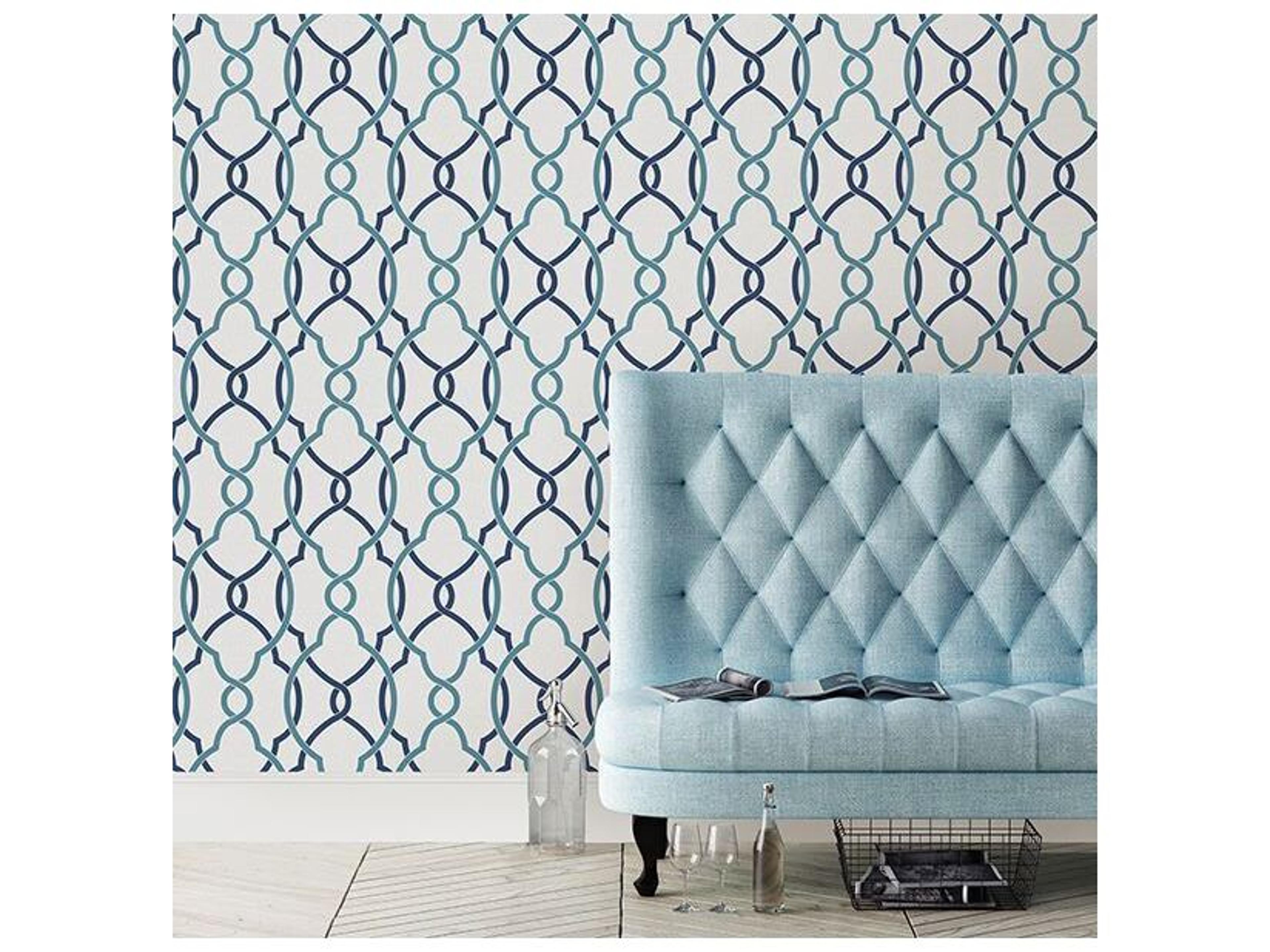 Brewster Home Fashions A-street Prints Sausalito Navy Lattice Wallpaper