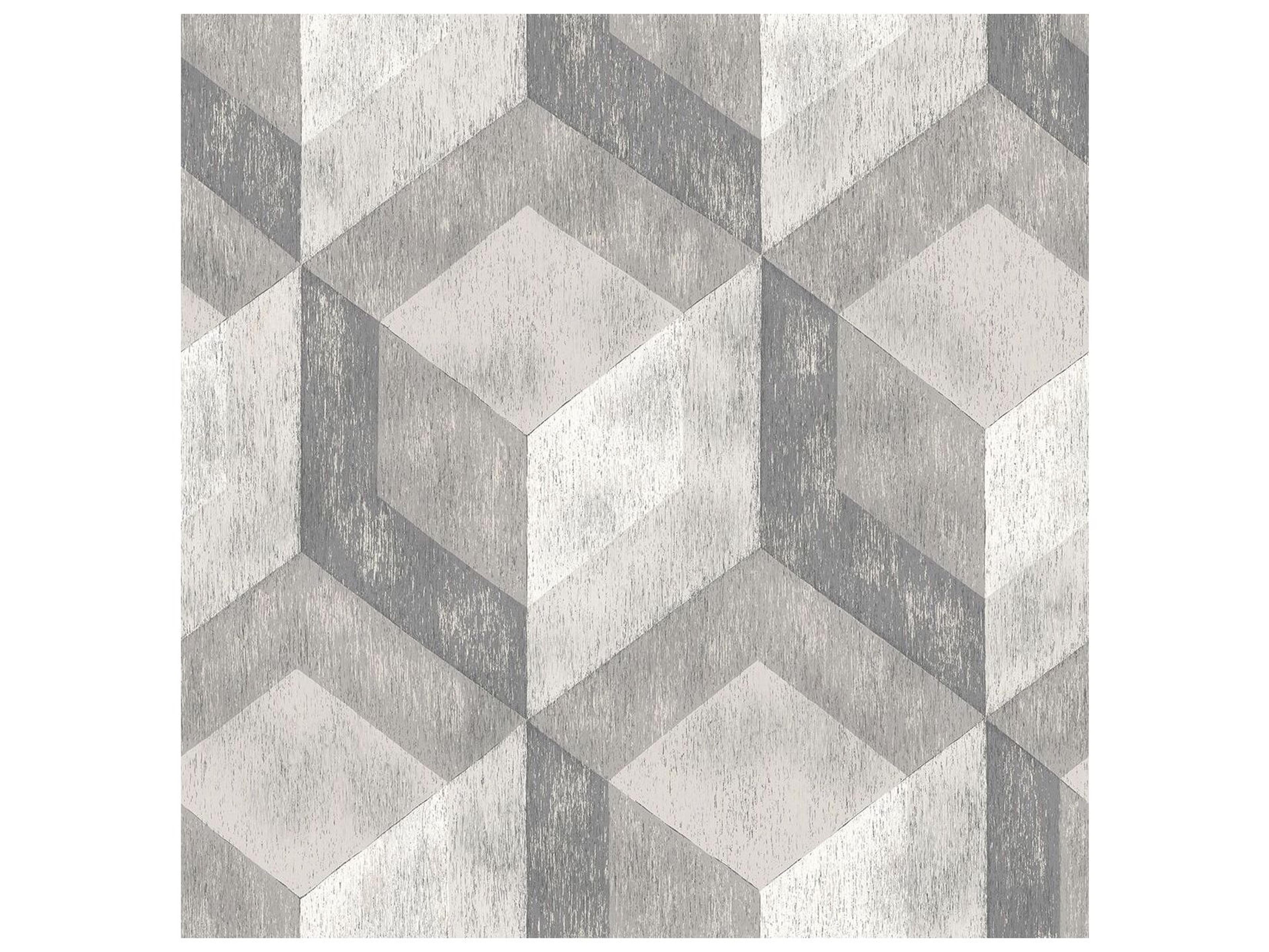 A-street Prints Rustic Wood Tile Ash Geometric Wallpaper