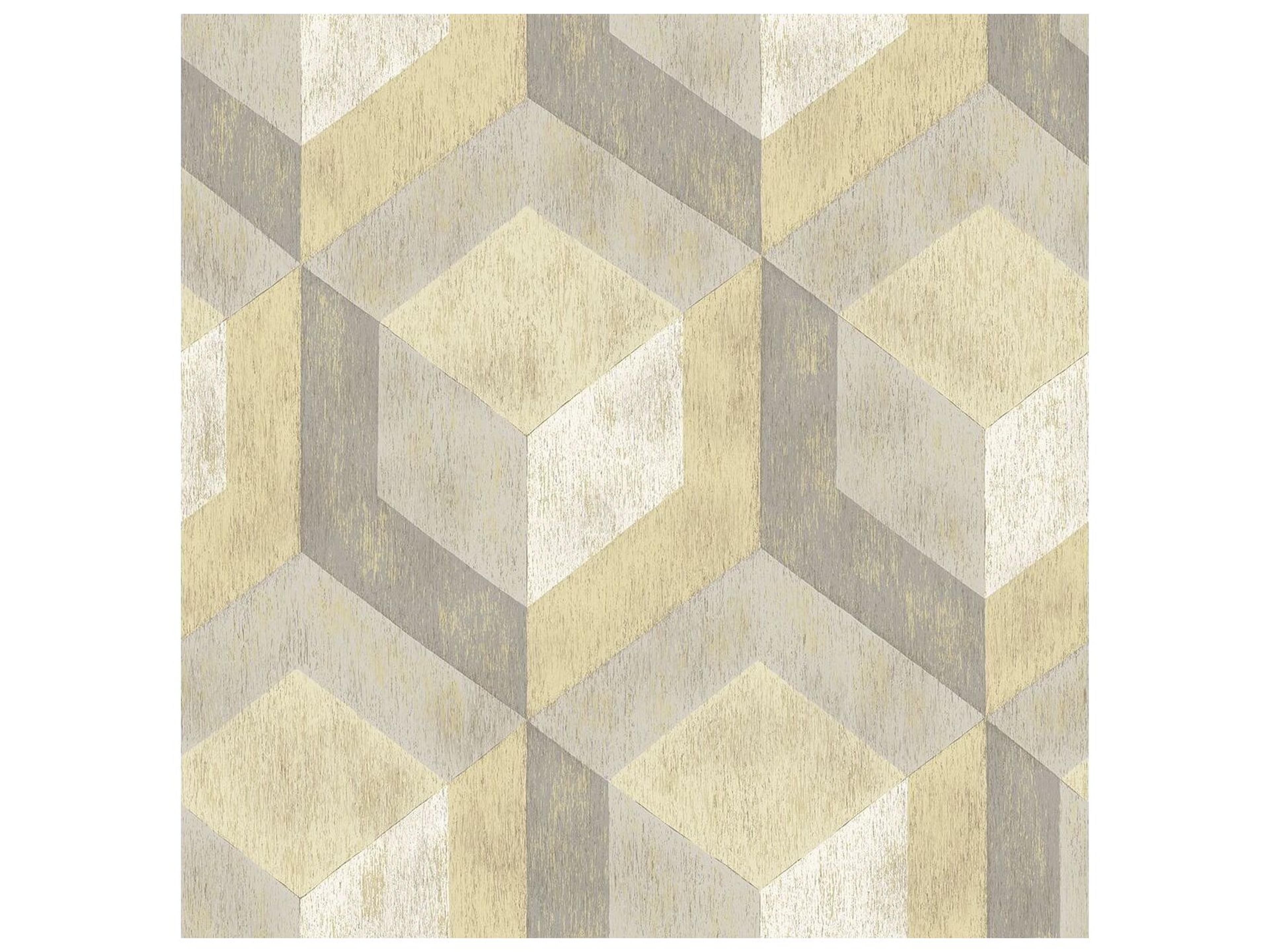 A-street Prints Rustic Wood Tile Honey Geometric Wallpaper