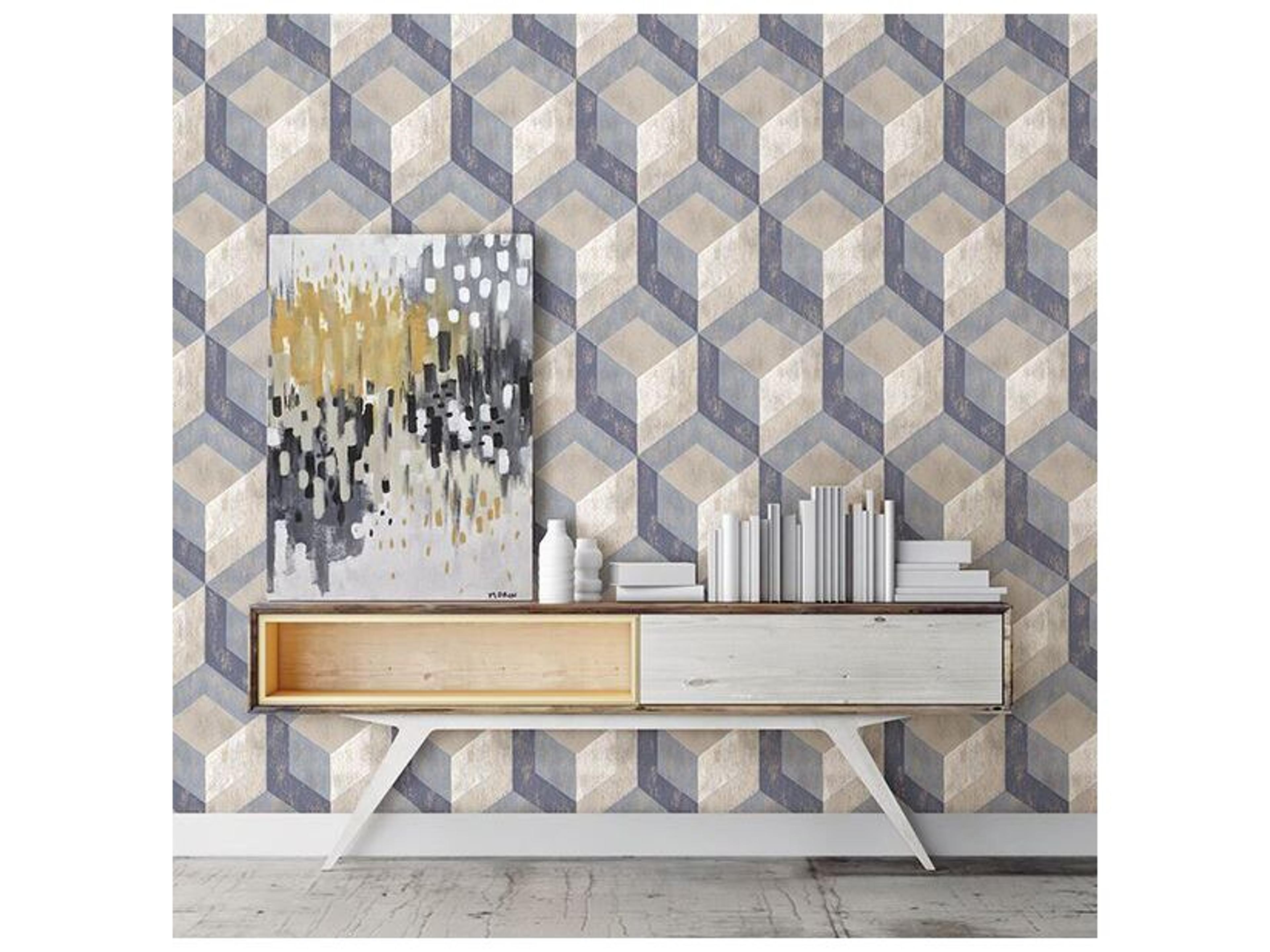 Brewster Home Fashions A-street Prints Rustic Wood Tile Blue Geometric Wallpaper