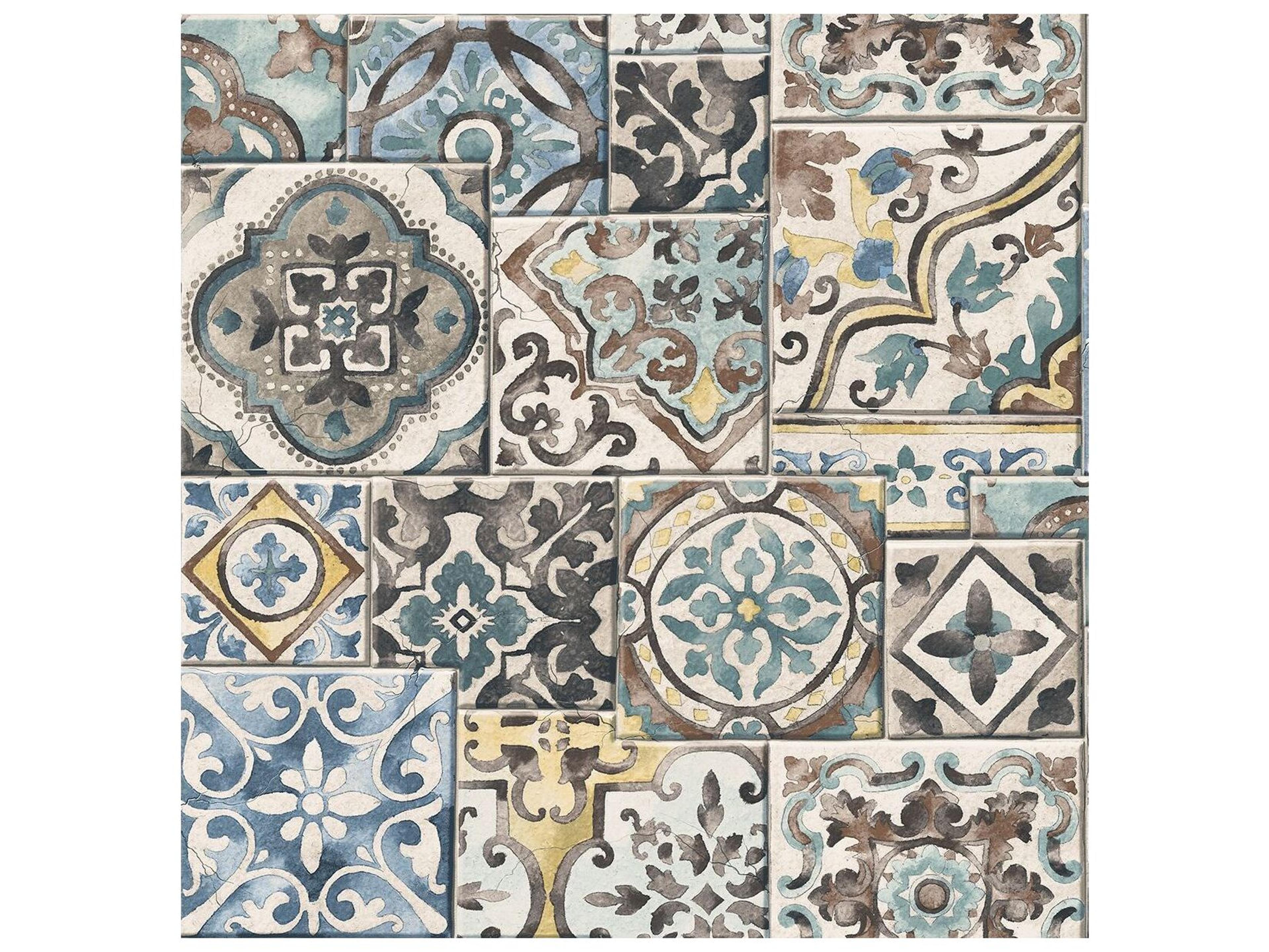 A-street Prints Marrakesh Tiles Teal Mosaic Wallpaper