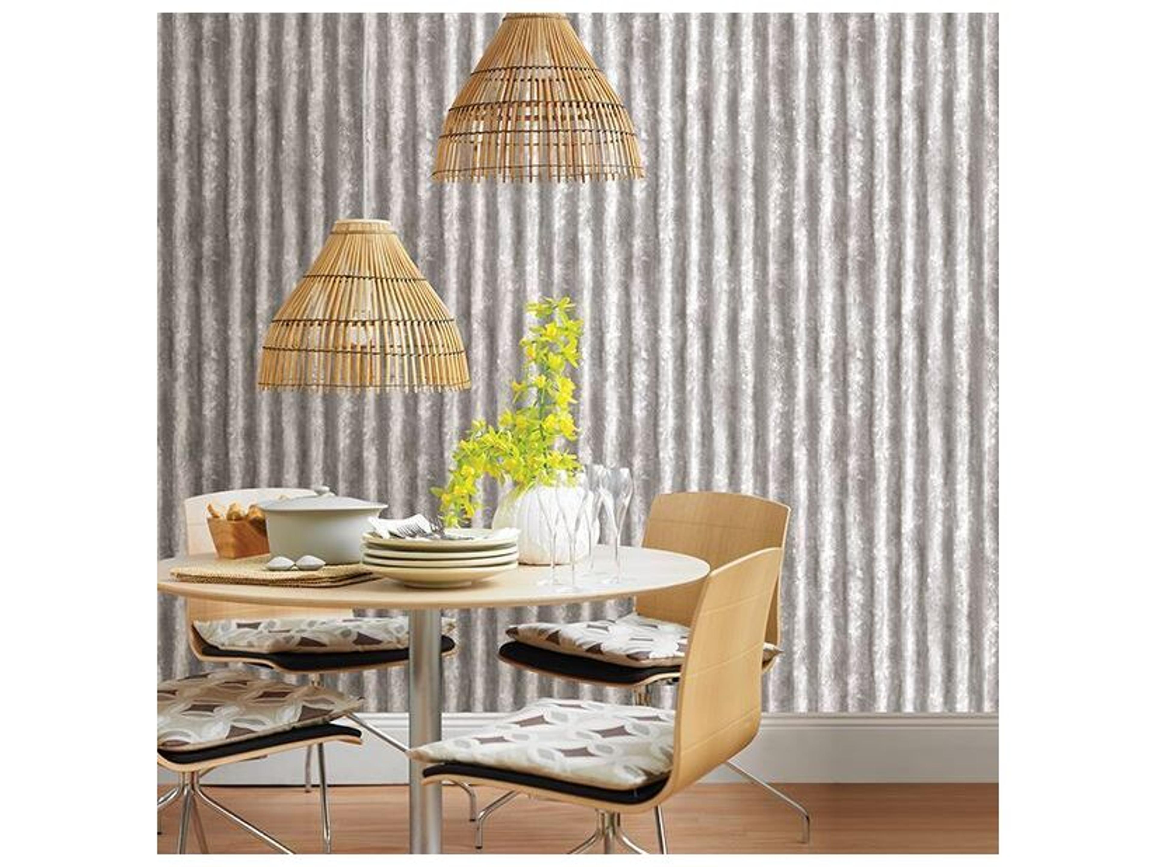 Brewster Home Fashions A-street Prints Corrugated Metal Silver Industrial Texture Wallpaper