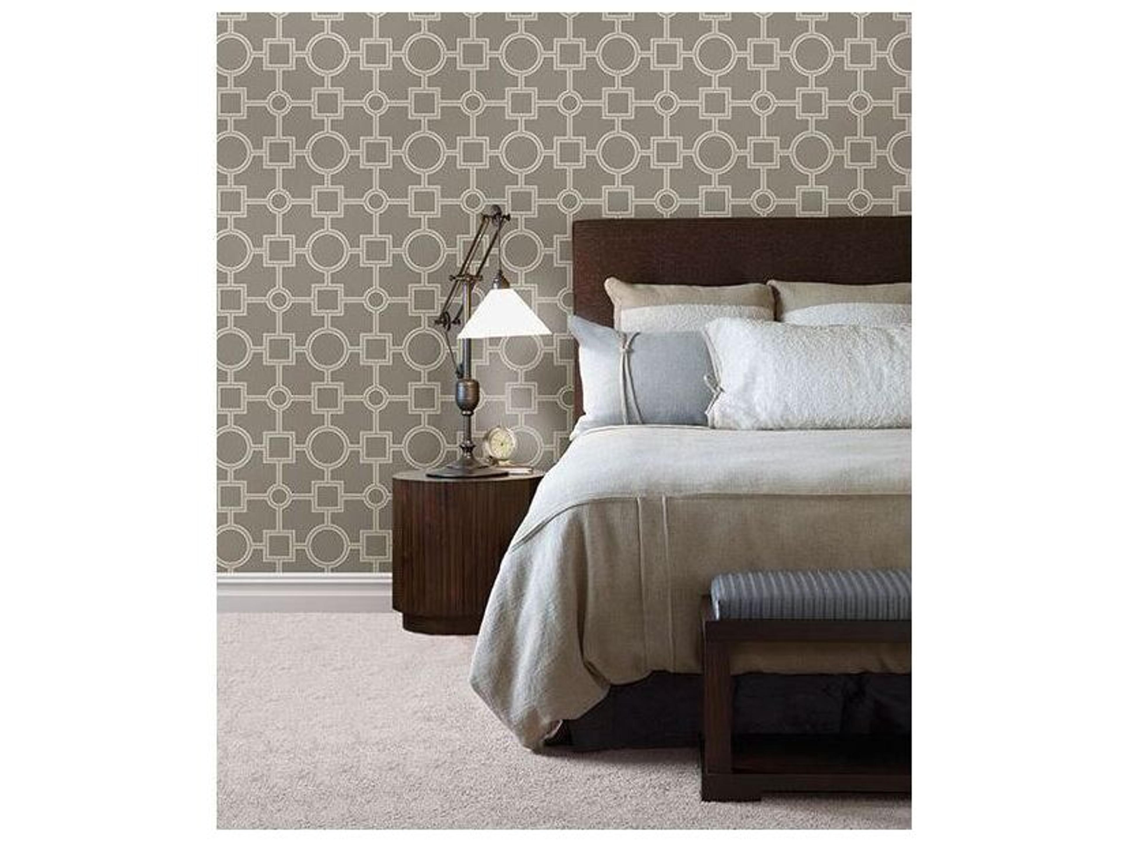 Brewster Home Fashions For Your Bath Iii Matrix Taupe Geometric Wallpaper