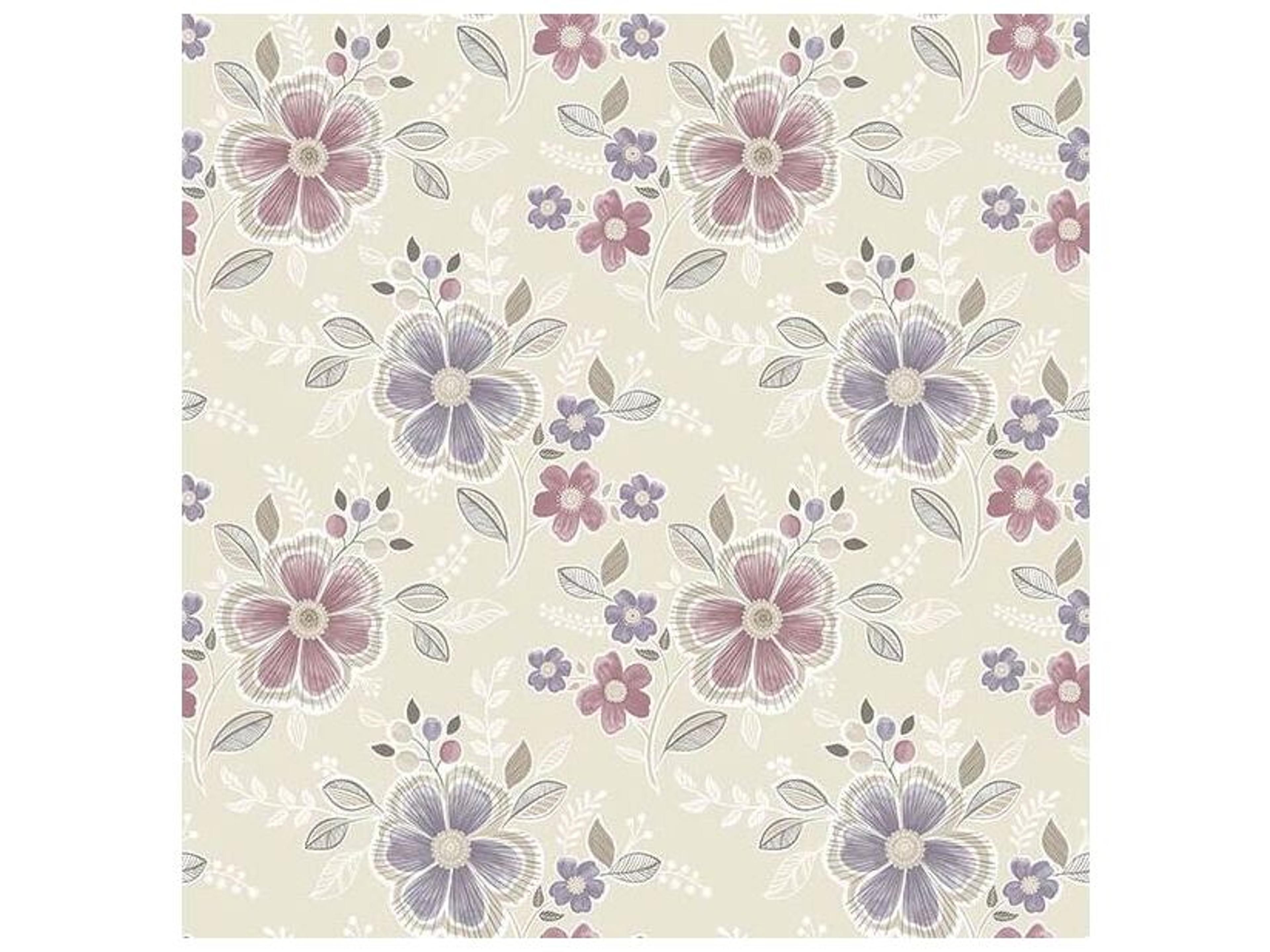 For Your Bath Iii Chloe Purple Floral Wallpaper