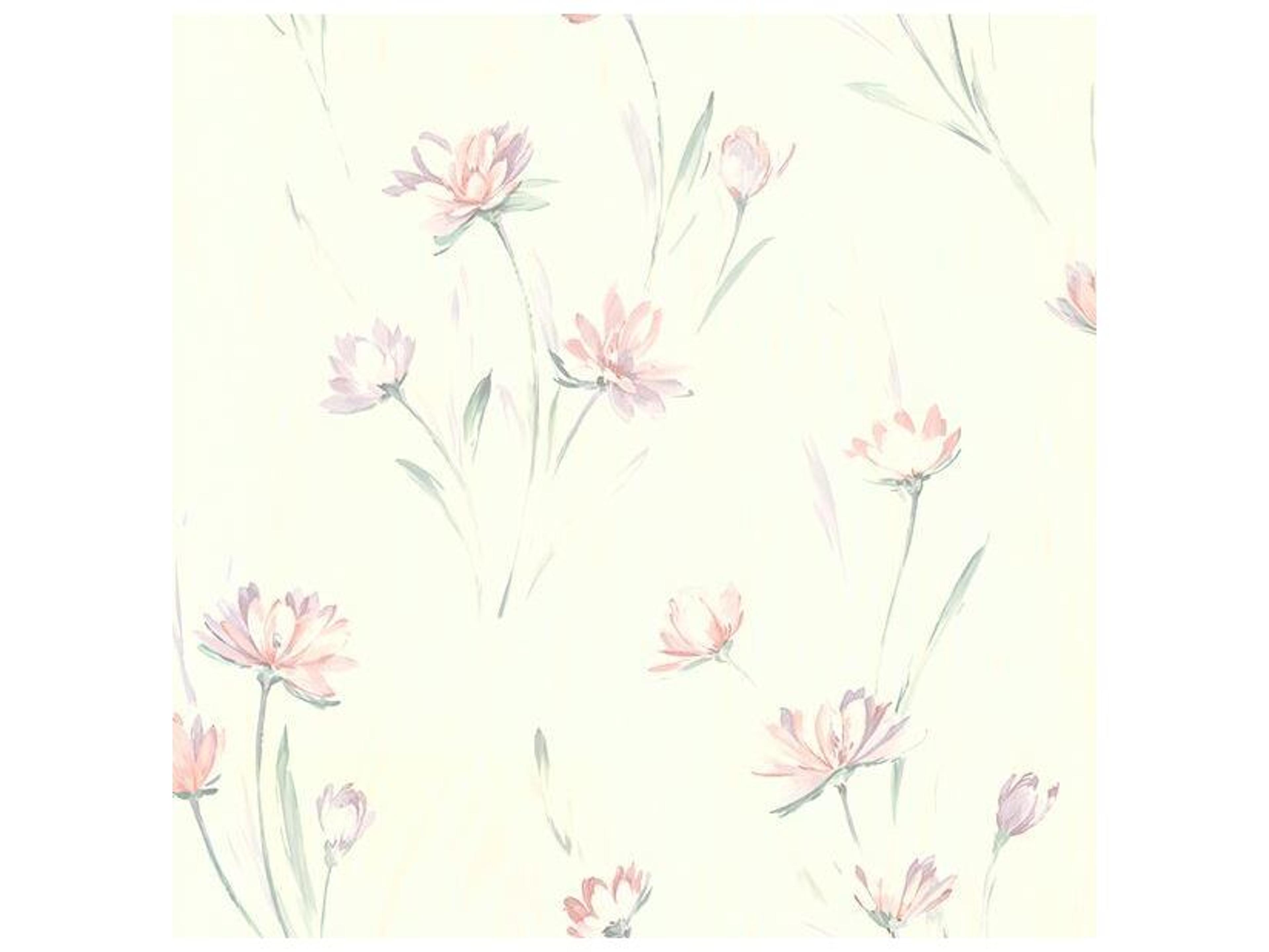 For Your Bath Iii Gloria Peach Floral Wallpaper