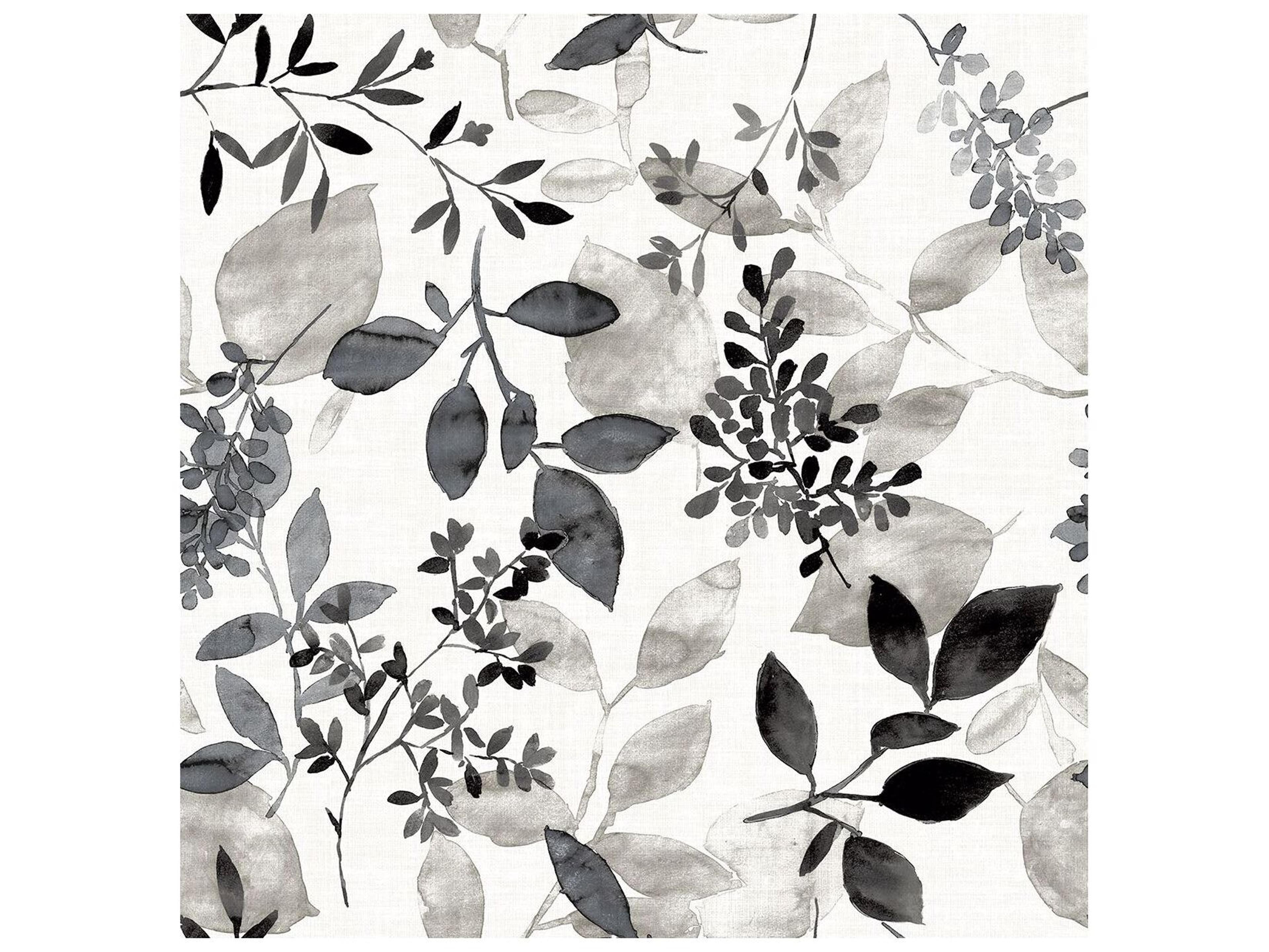 Eclipse Gossamer Black Botanical Unpasted Wallpaper