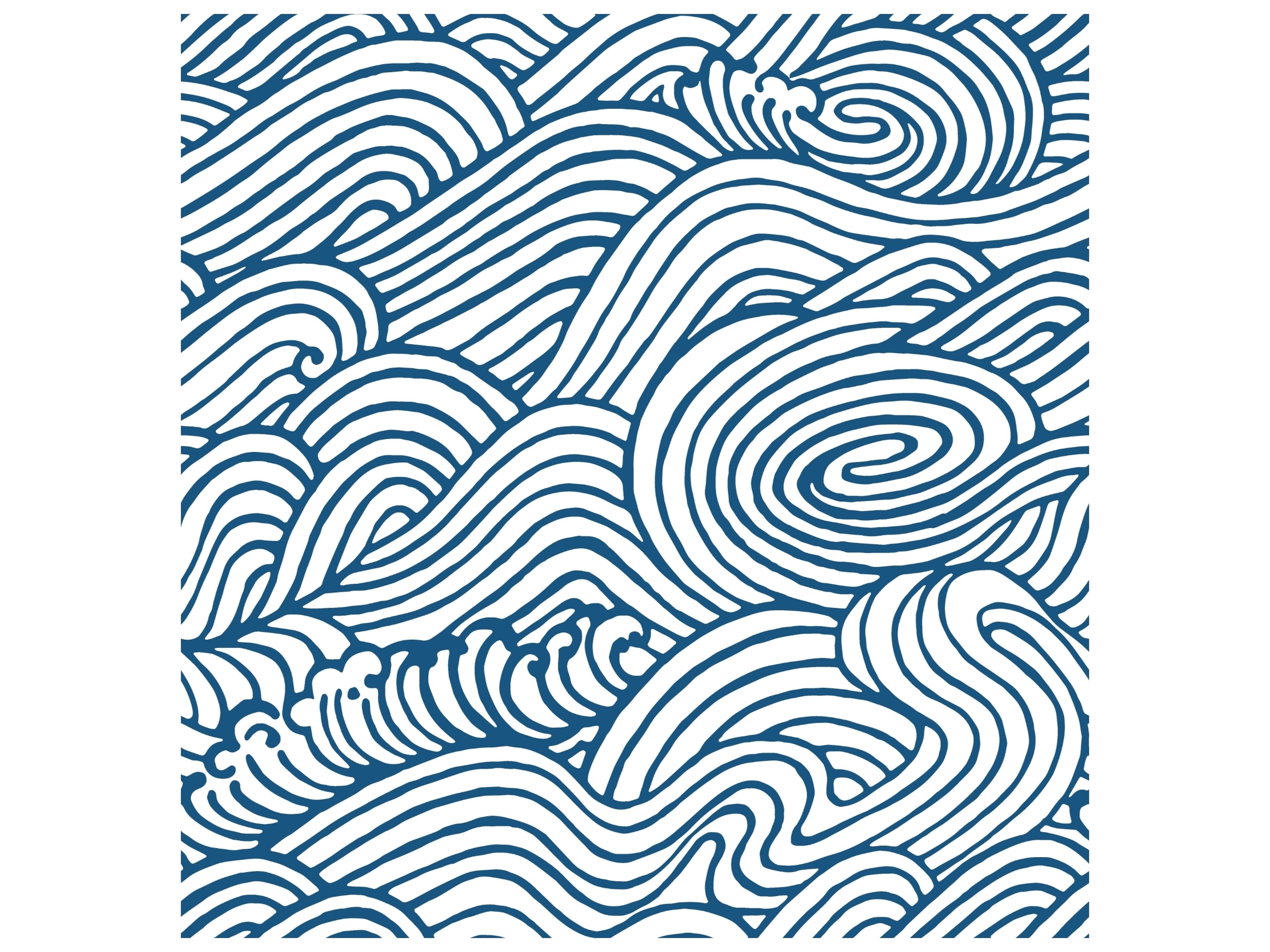 A-Street Prints Mare Navy Wave Non-Woven Wallpaper