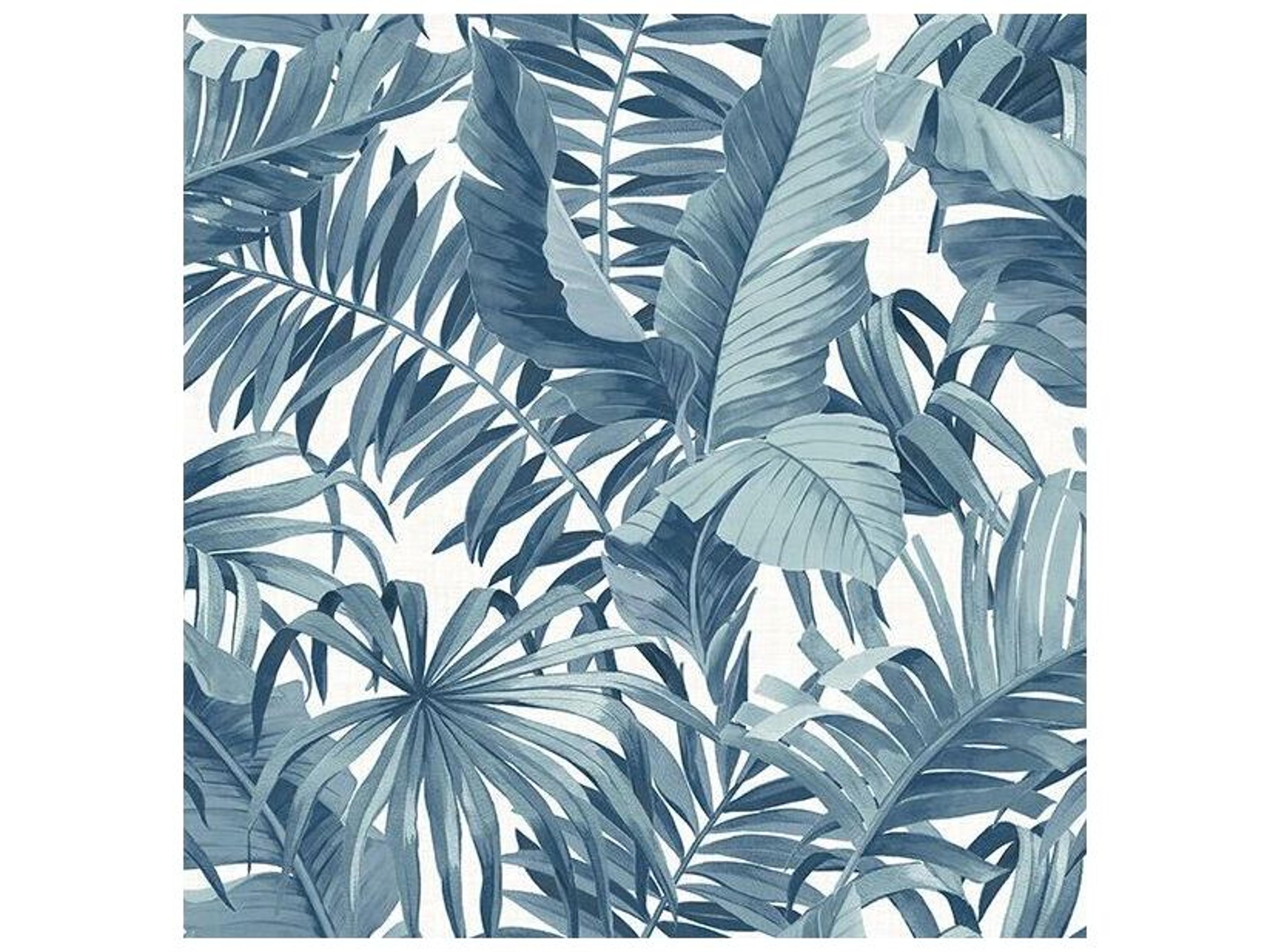 Alfresco Navy Palm Leaf Tropical Unpasted Wallpaper