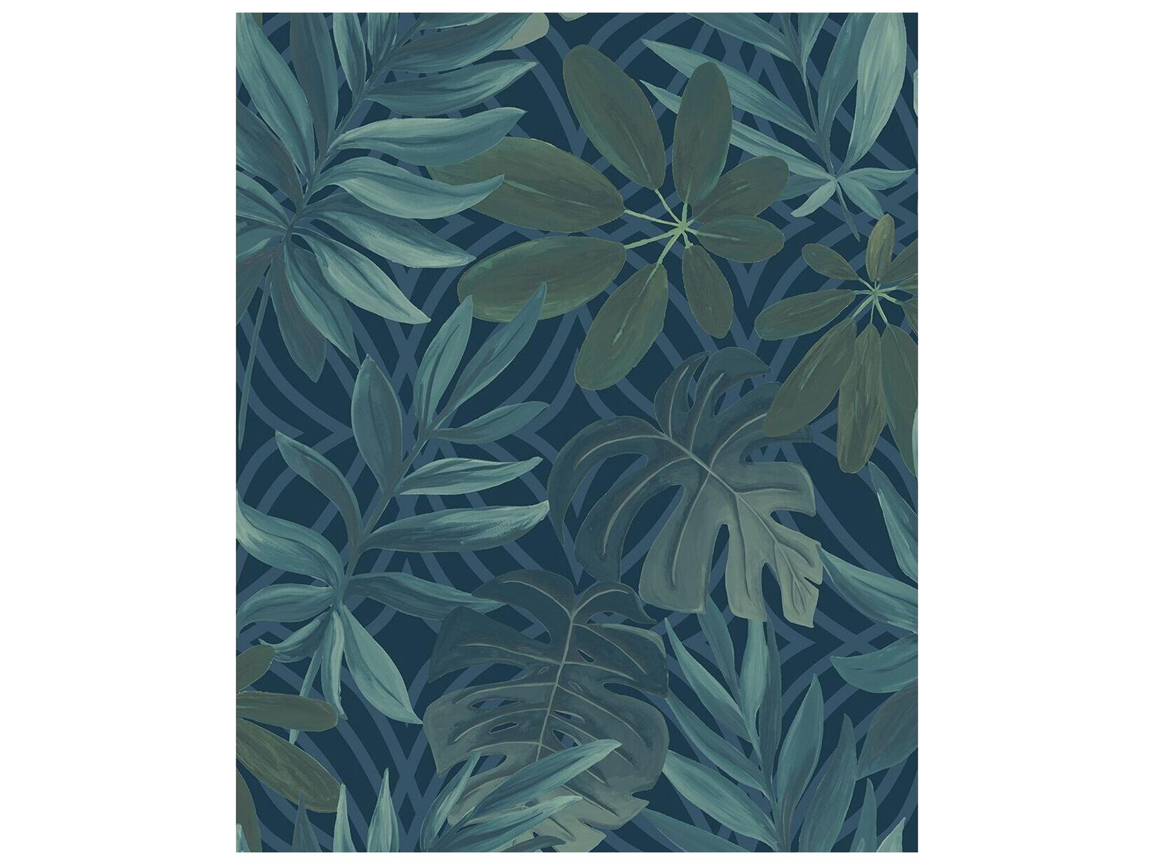 A-street Prints Nocturnum Blue Leaf Wallpaper