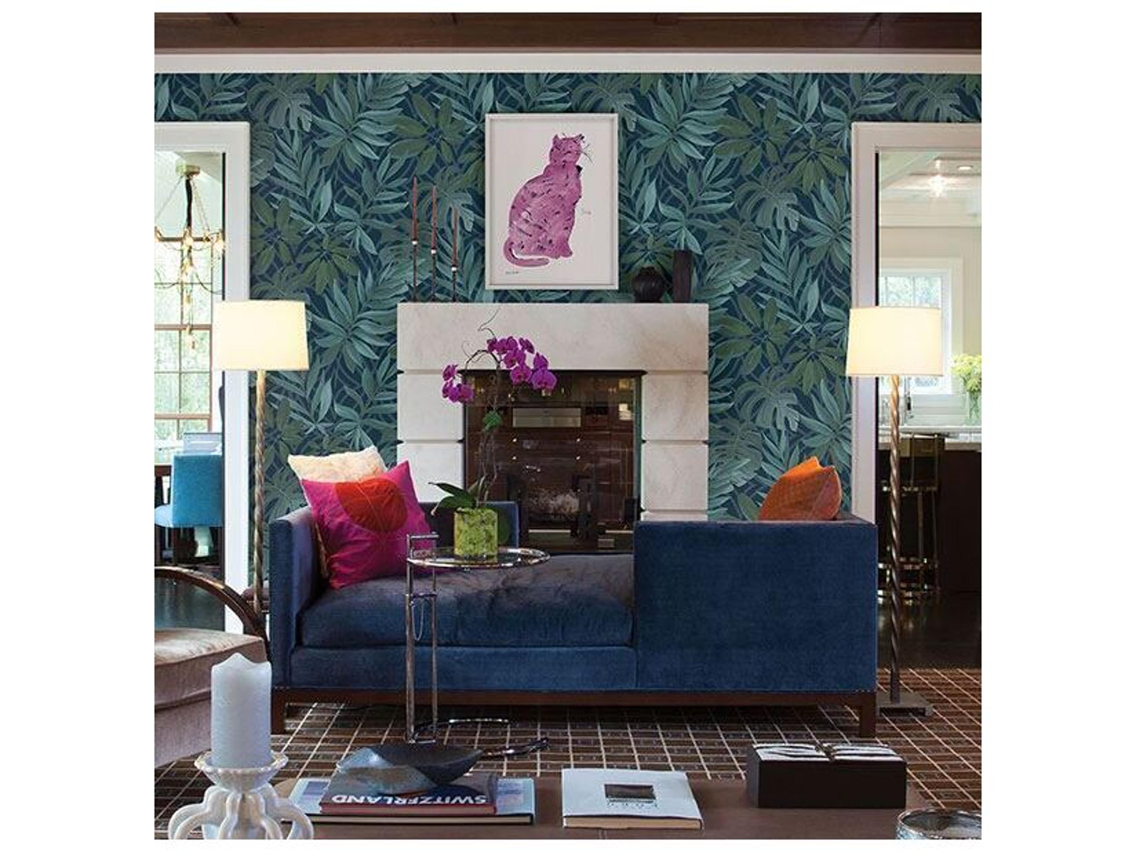 Brewster Home Fashions A-street Prints Nocturnum Blue Leaf Wallpaper