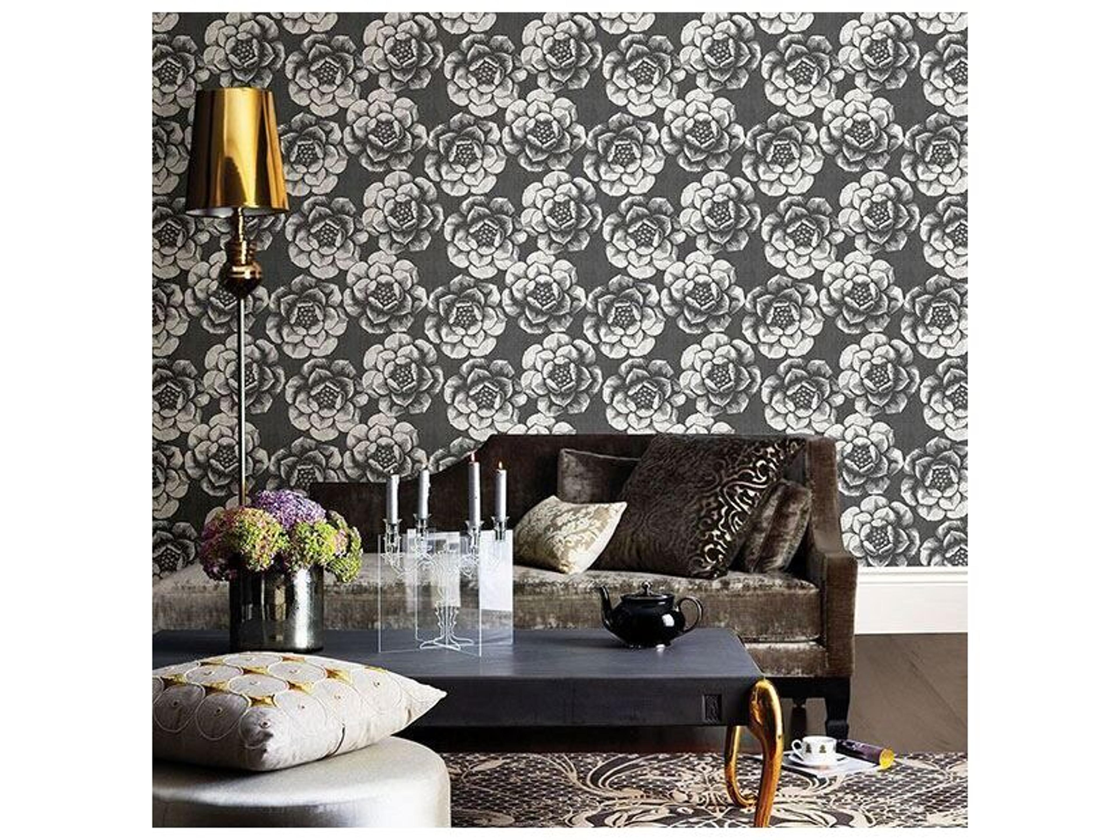 Brewster Home Fashions A-street Prints Fanciful Black Floral Wallpaper