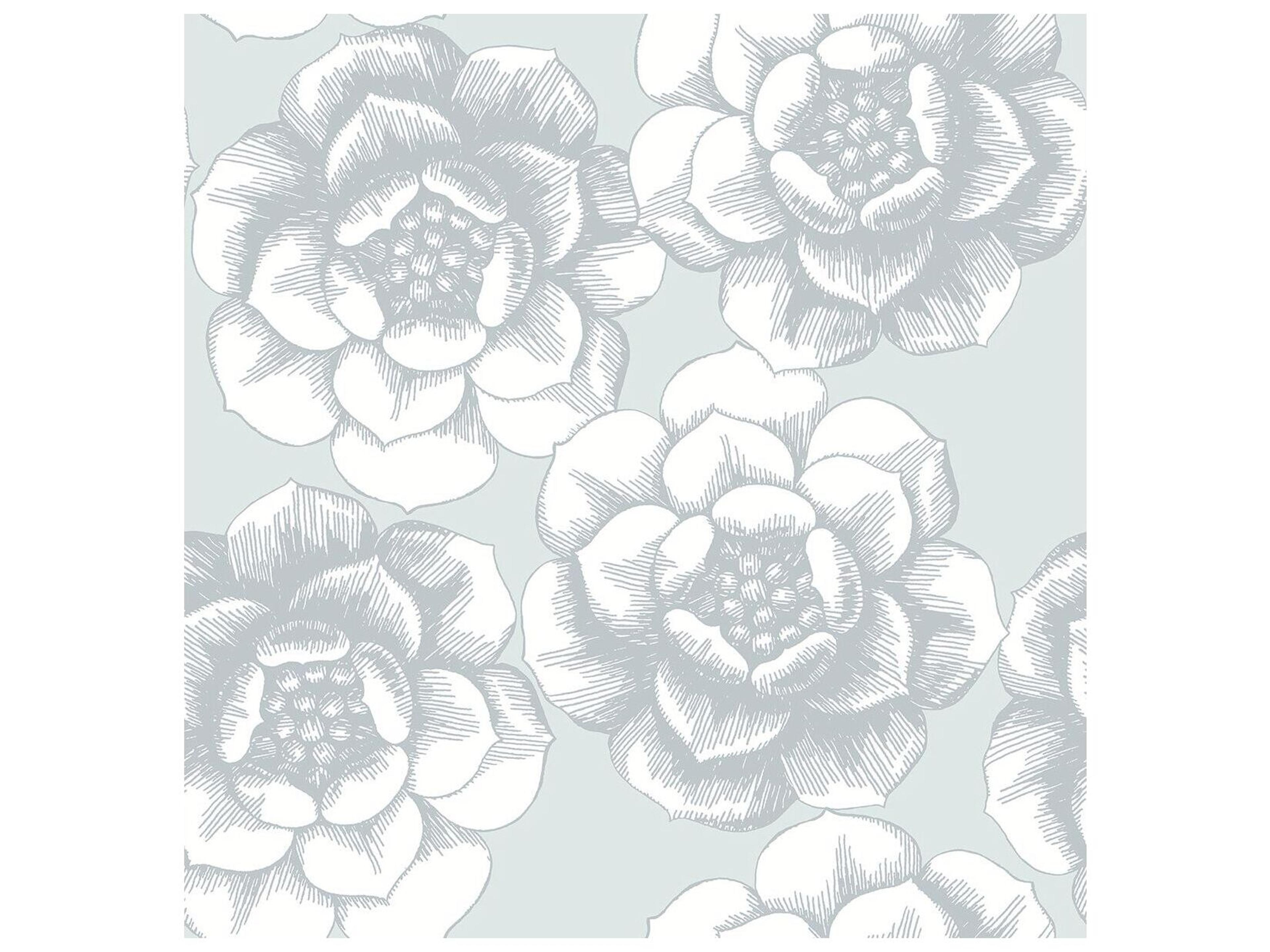 A-street Prints Fanciful Silver Floral Wallpaper