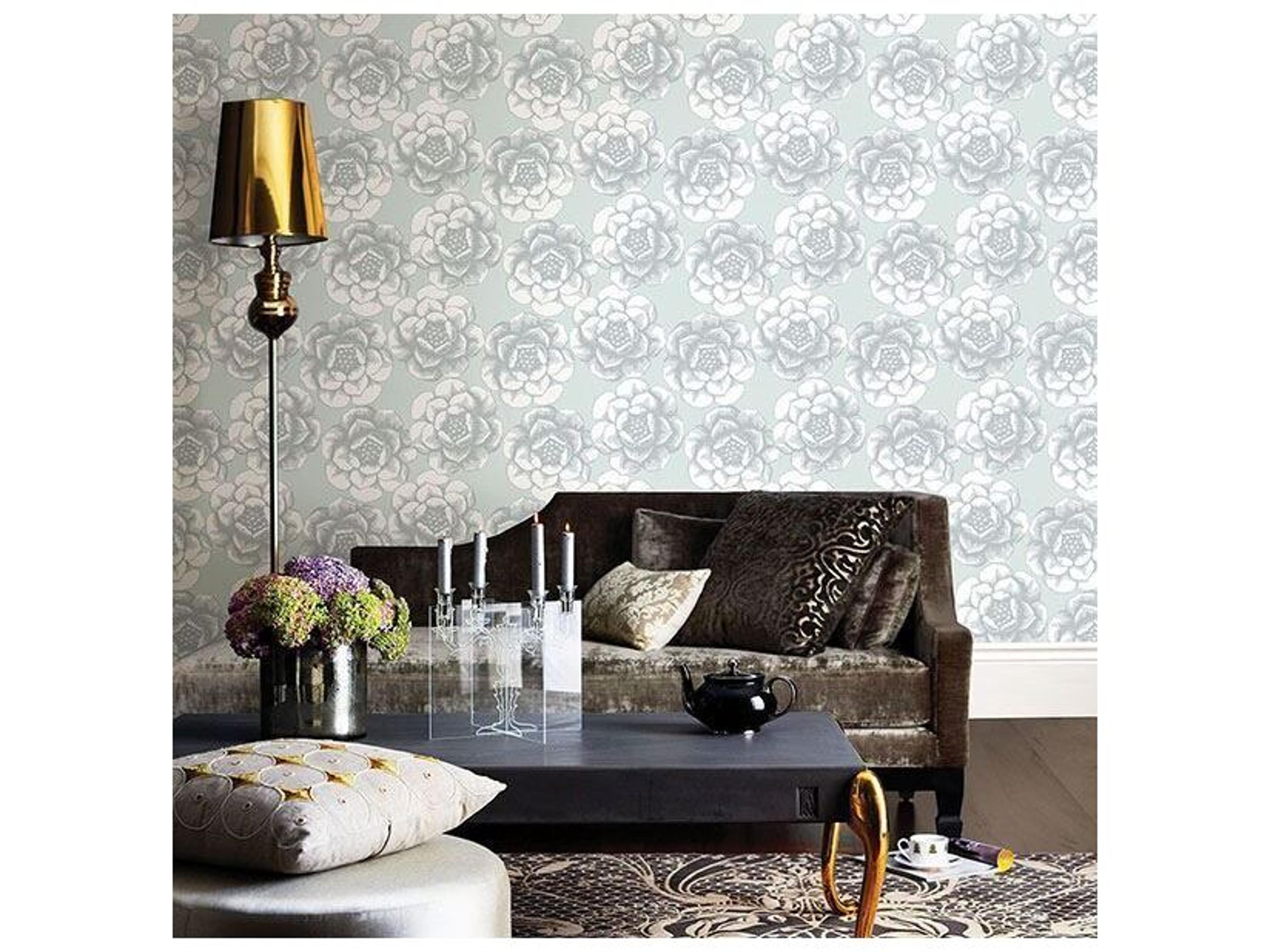 Brewster Home Fashions A-street Prints Fanciful Silver Floral Wallpaper