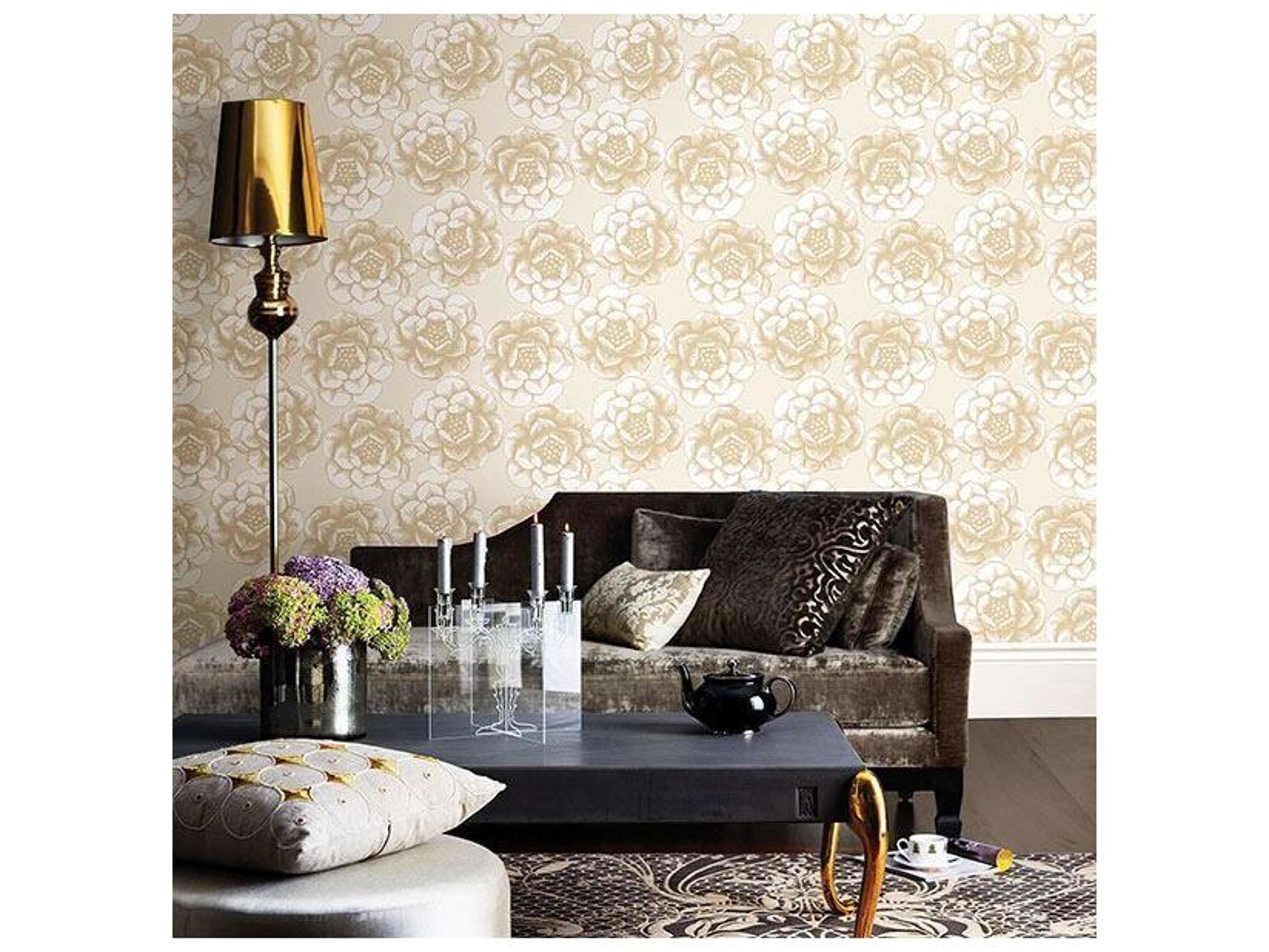 Brewster Home Fashions A-street Prints Fanciful Gold Floral Wallpaper