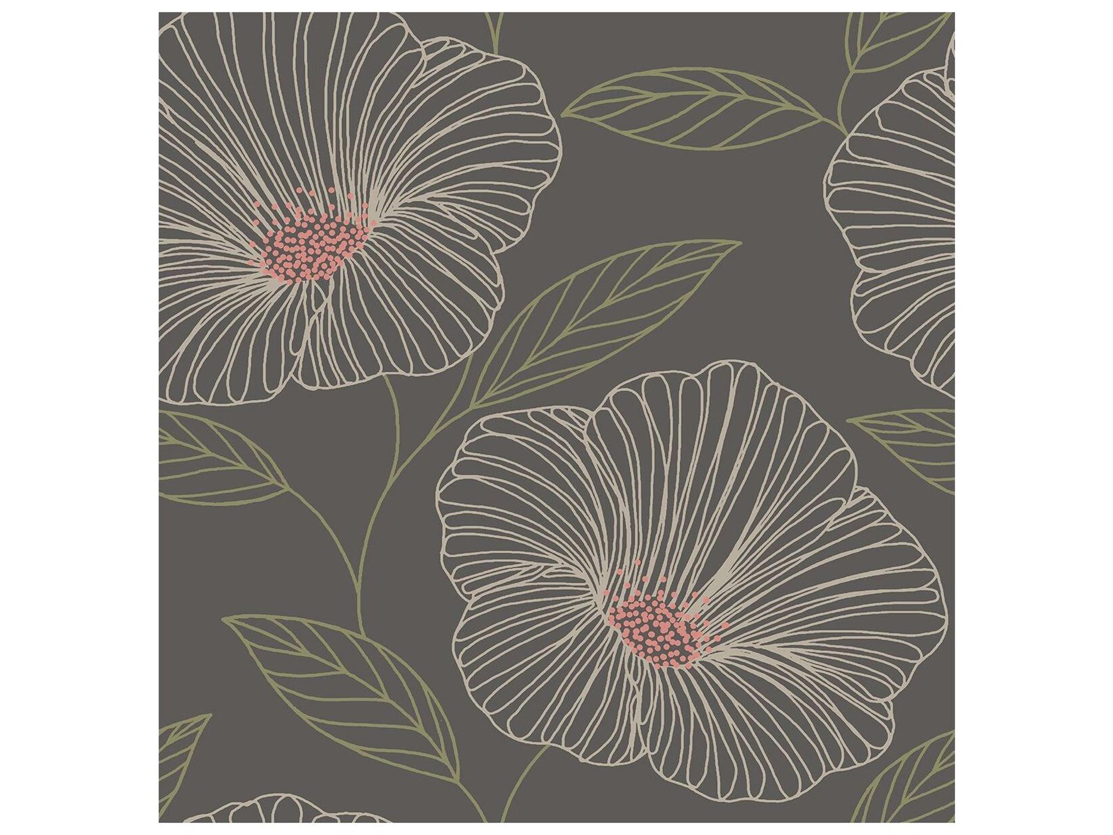 A-street Prints Mythic Grey Floral Wallpaper