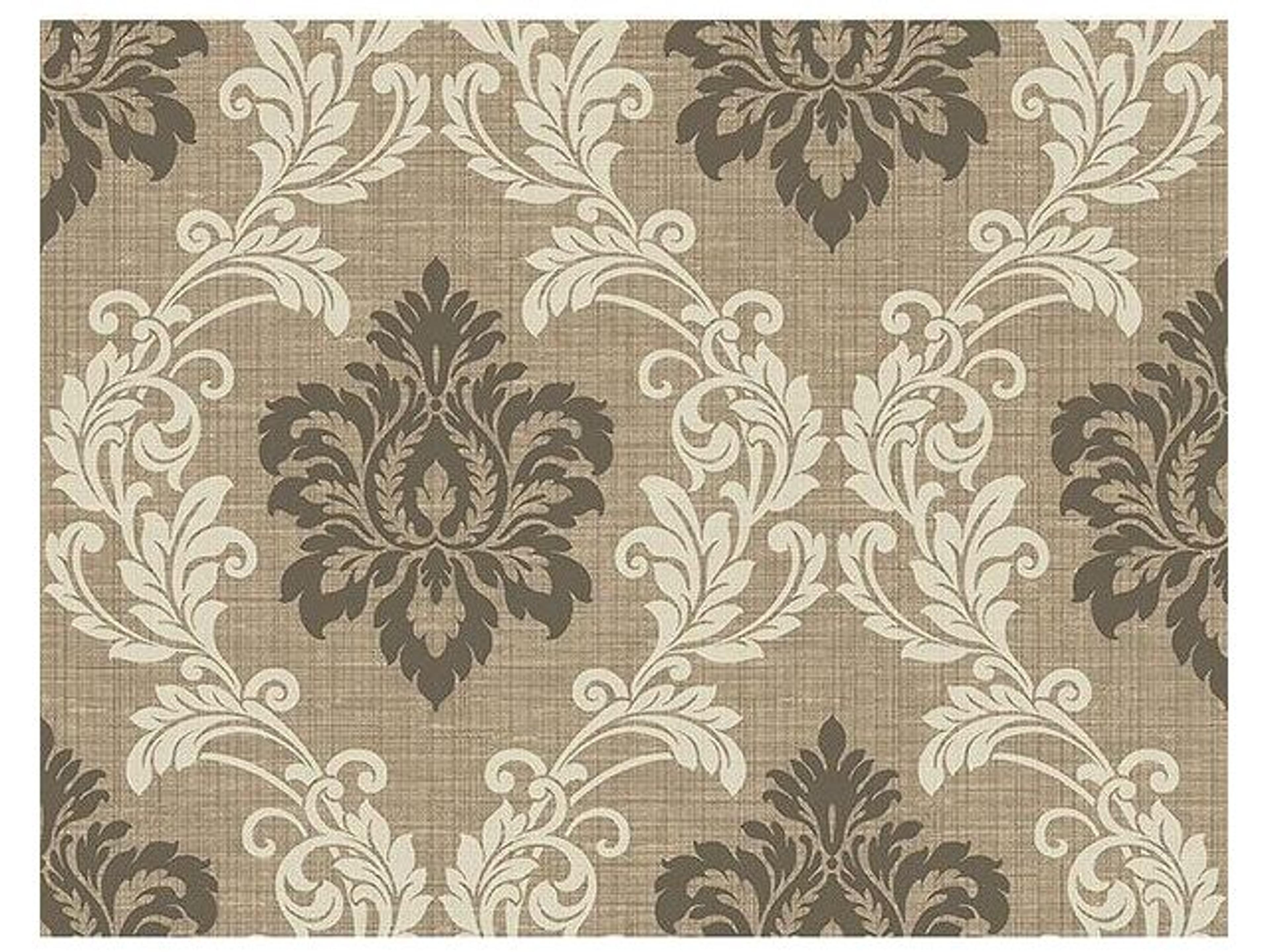 Kenneth James Adela Light Brown Twill Damask Wallpaper