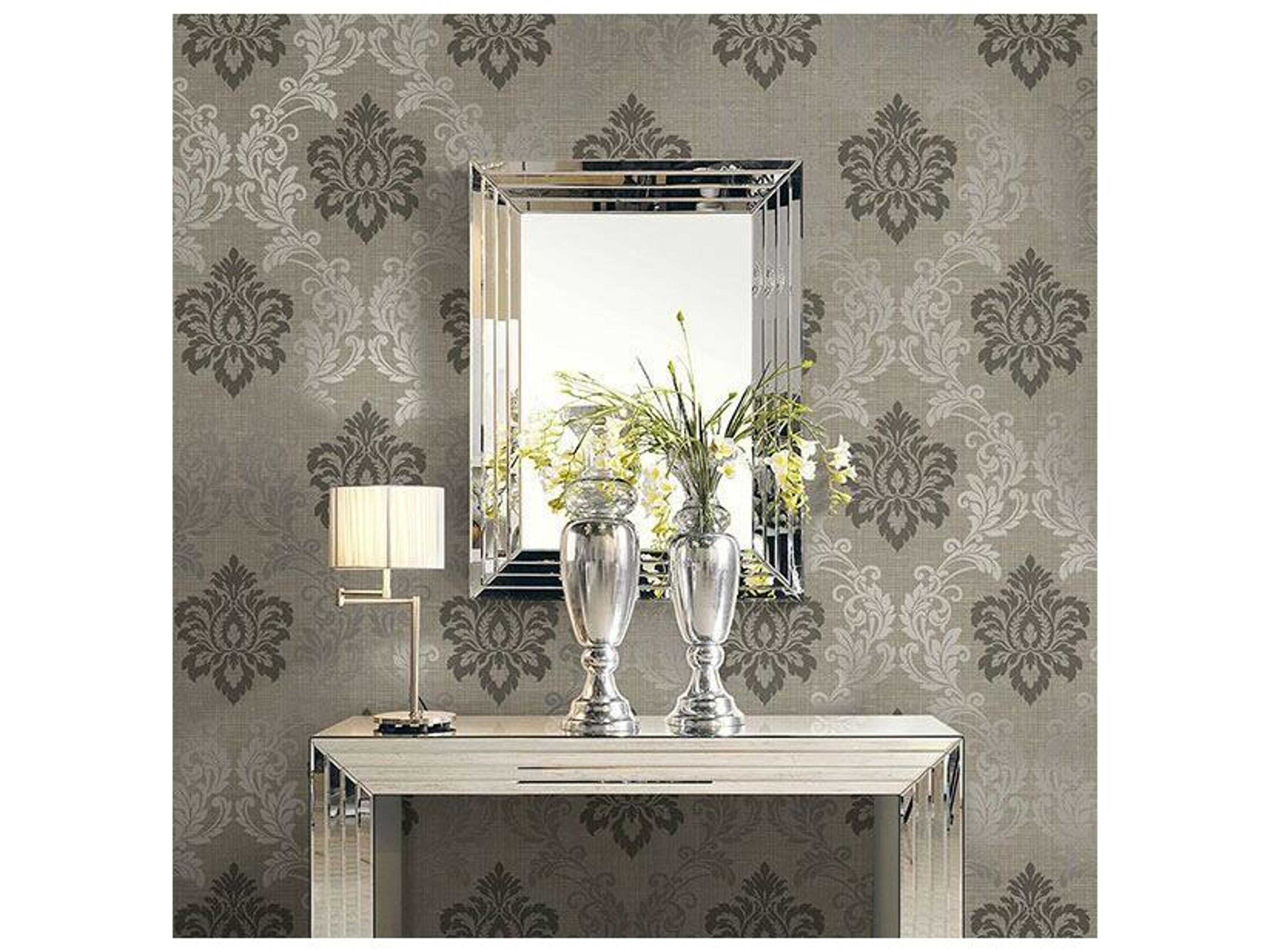 Brewster Home Fashions Kenneth James Adela Light Brown Twill Damask Wallpaper