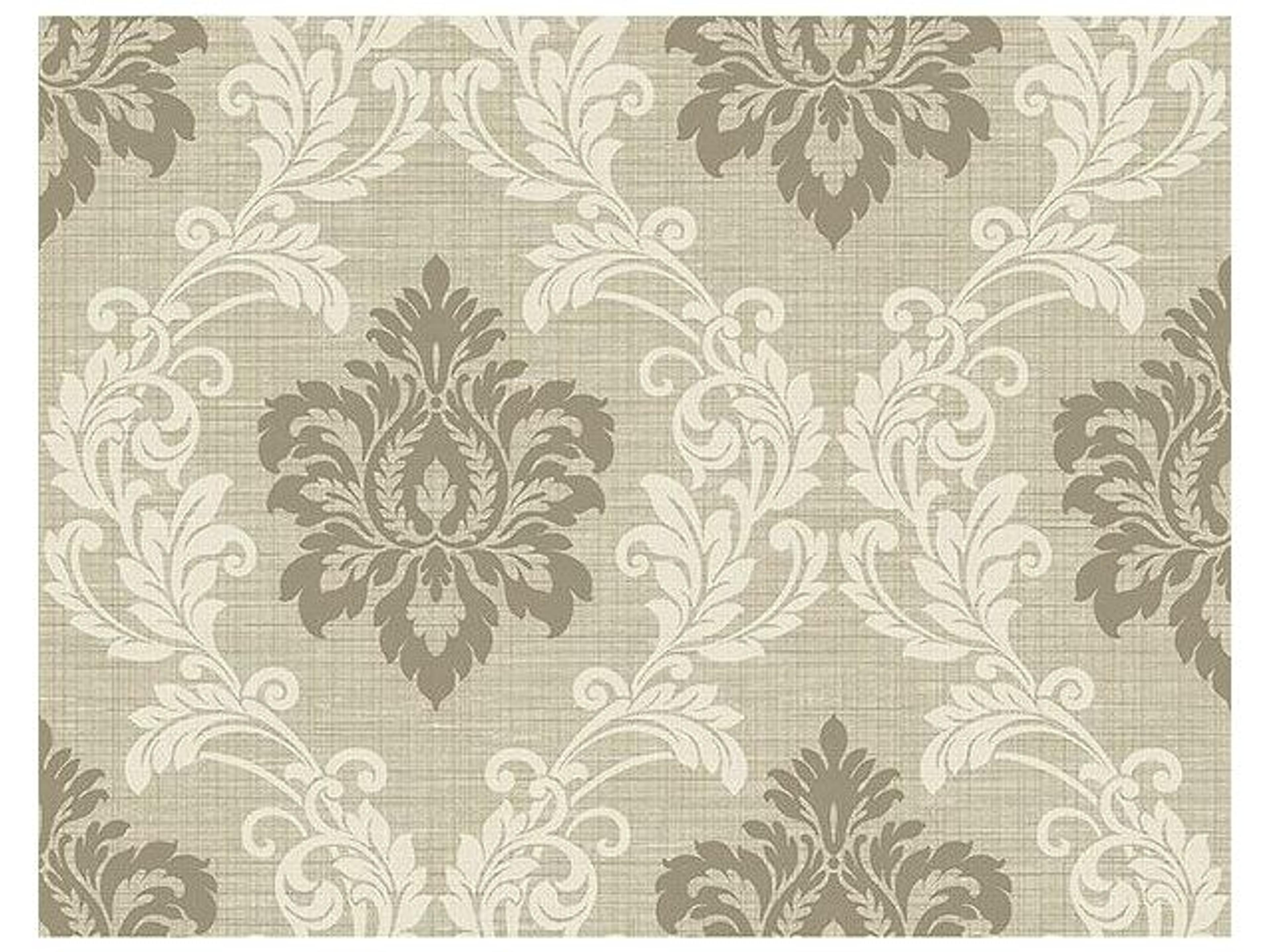 Kenneth James Adela Neutral Twill Damask Wallpaper