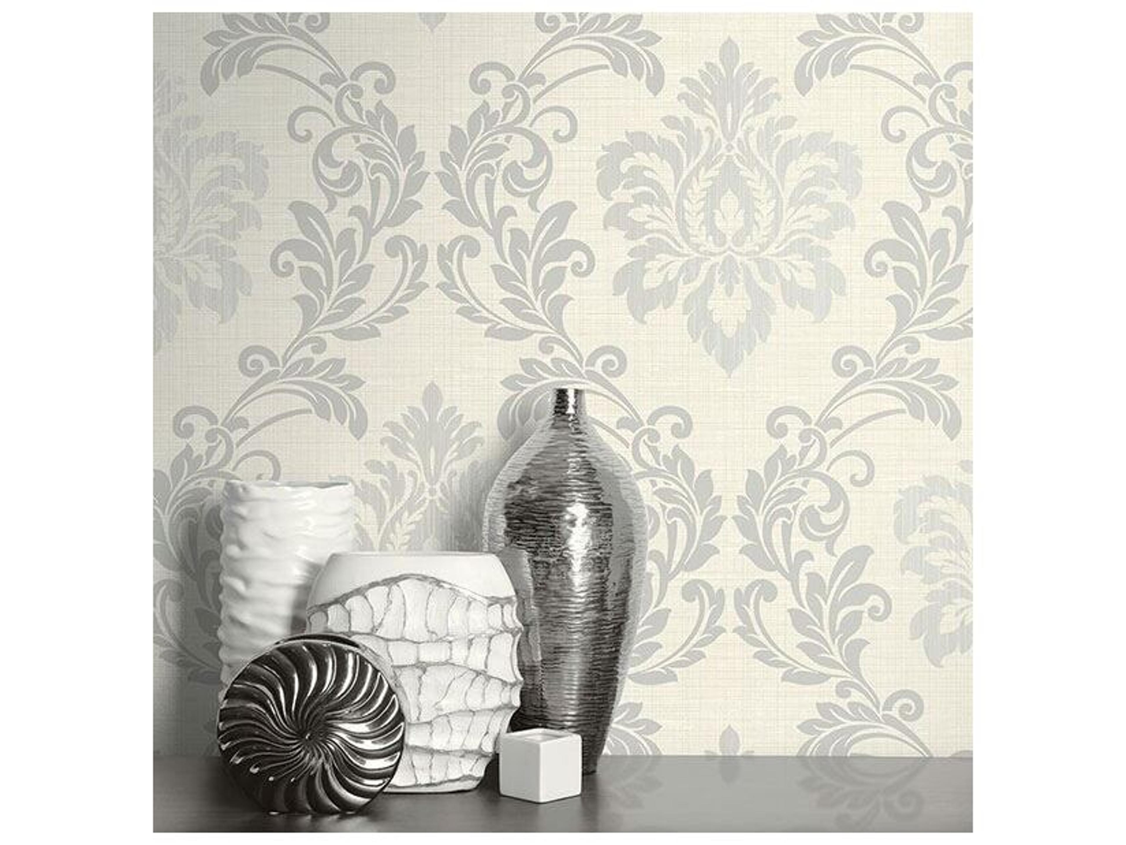 Brewster Home Fashions Kenneth James Adela Ivory Twill Damask Wallpaper