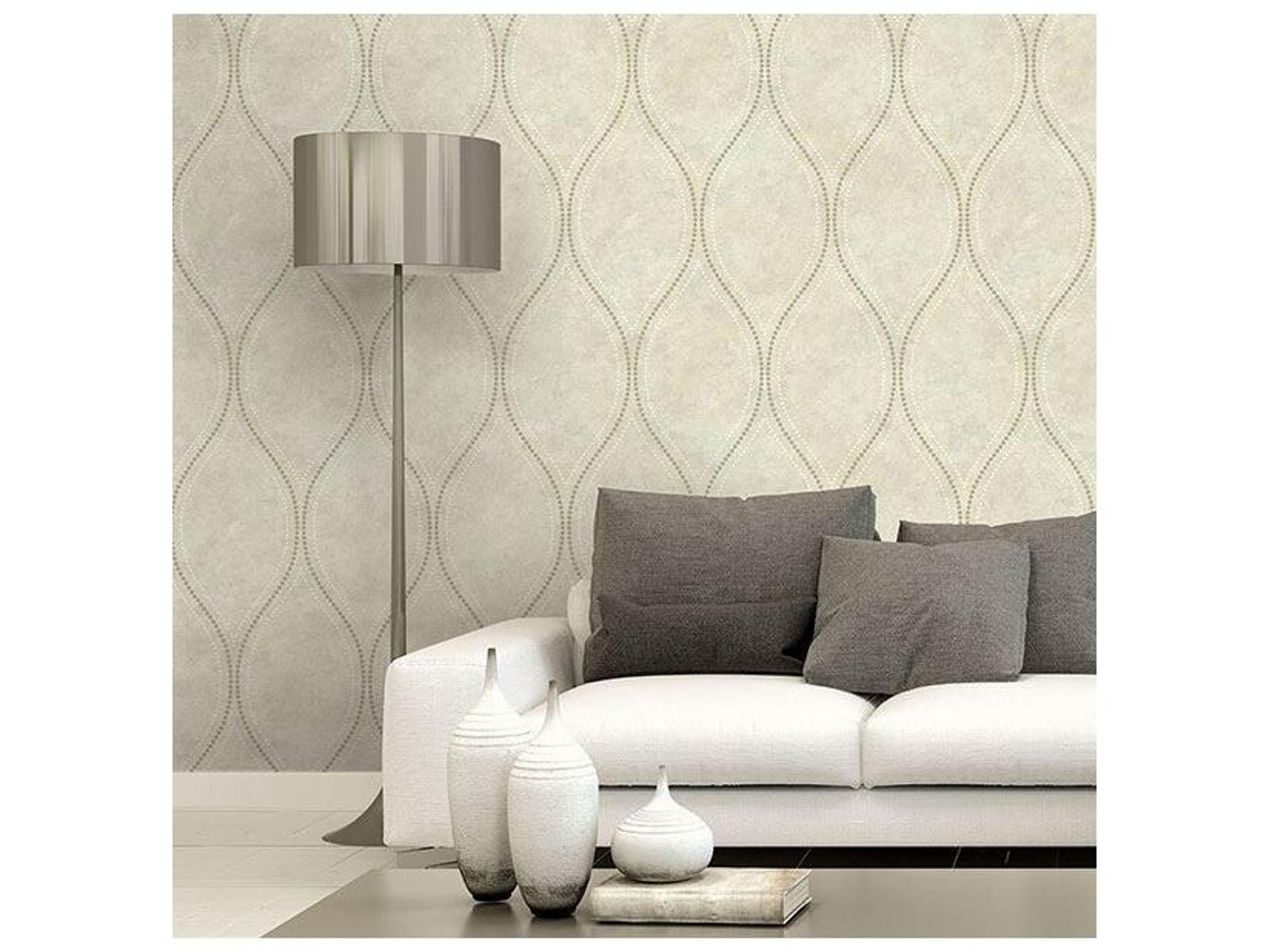 Brewster Home Fashions Kenneth James Eira Beige Marble Ogee Wallpaper