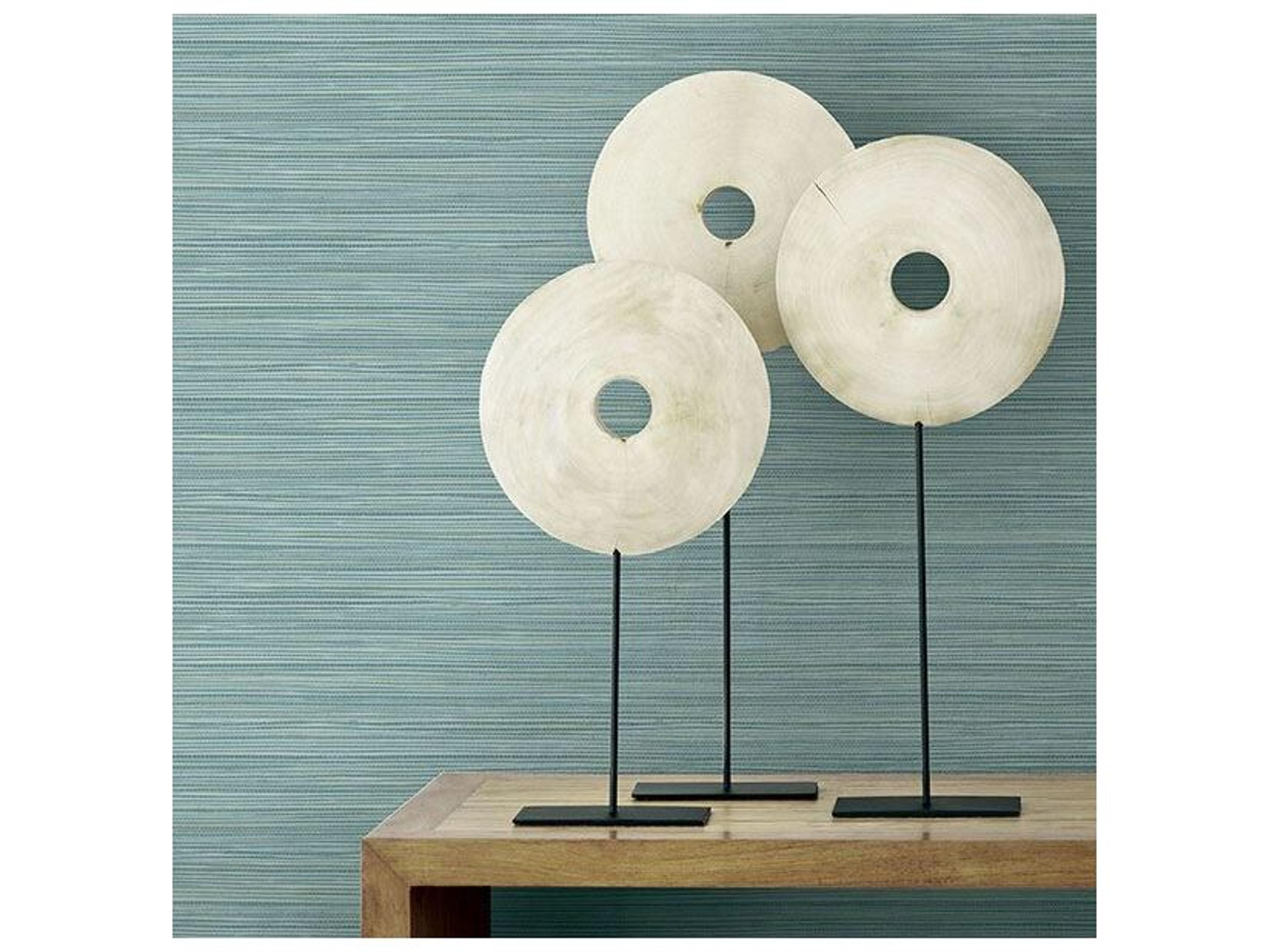 Brewster Home Fashions Kenneth James Bondi Teal Grasscloth Texture Wallpaper