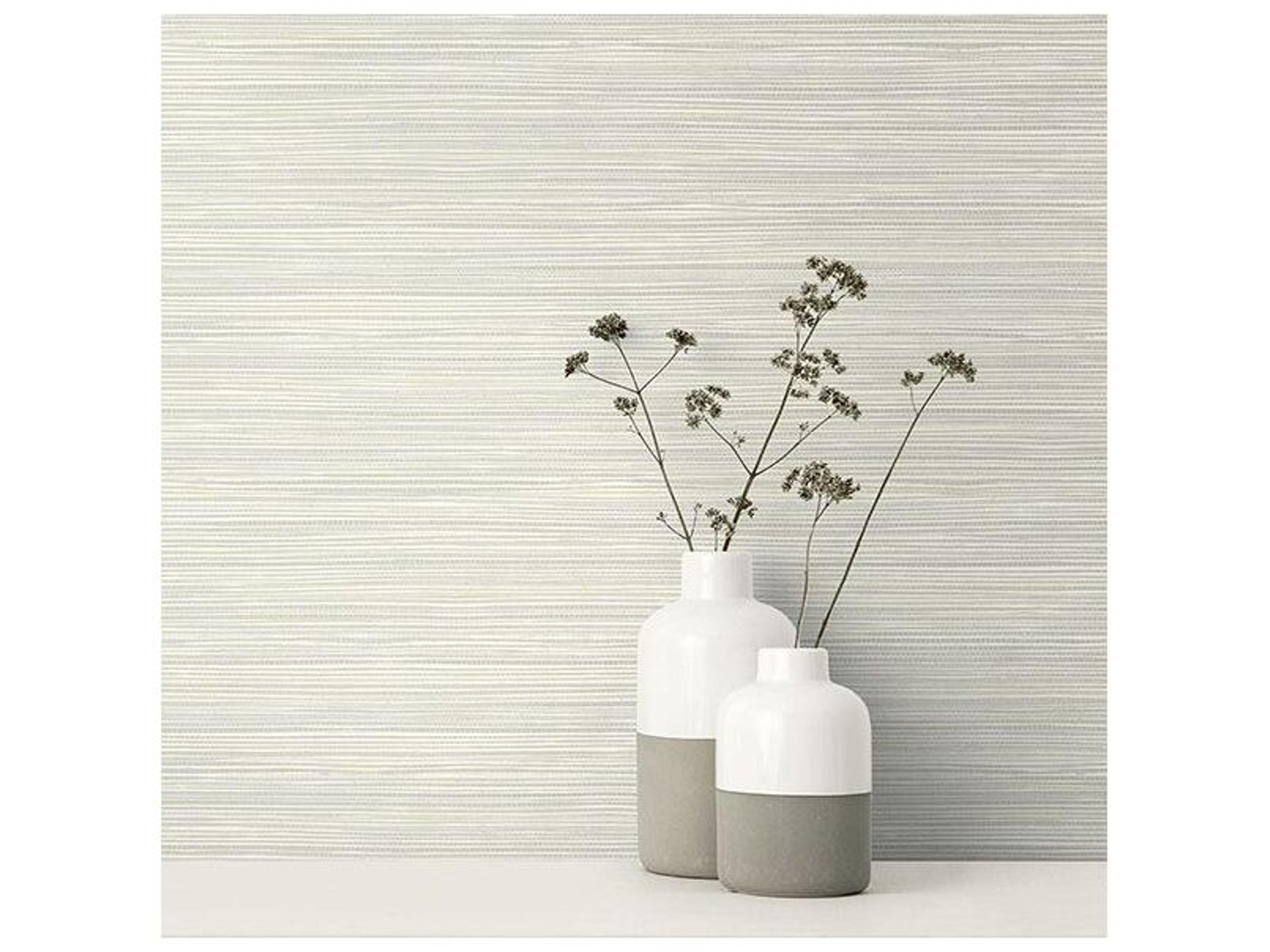 Brewster Home Fashions Kenneth James Bondi Light Grey Grasscloth Texture Wallpaper