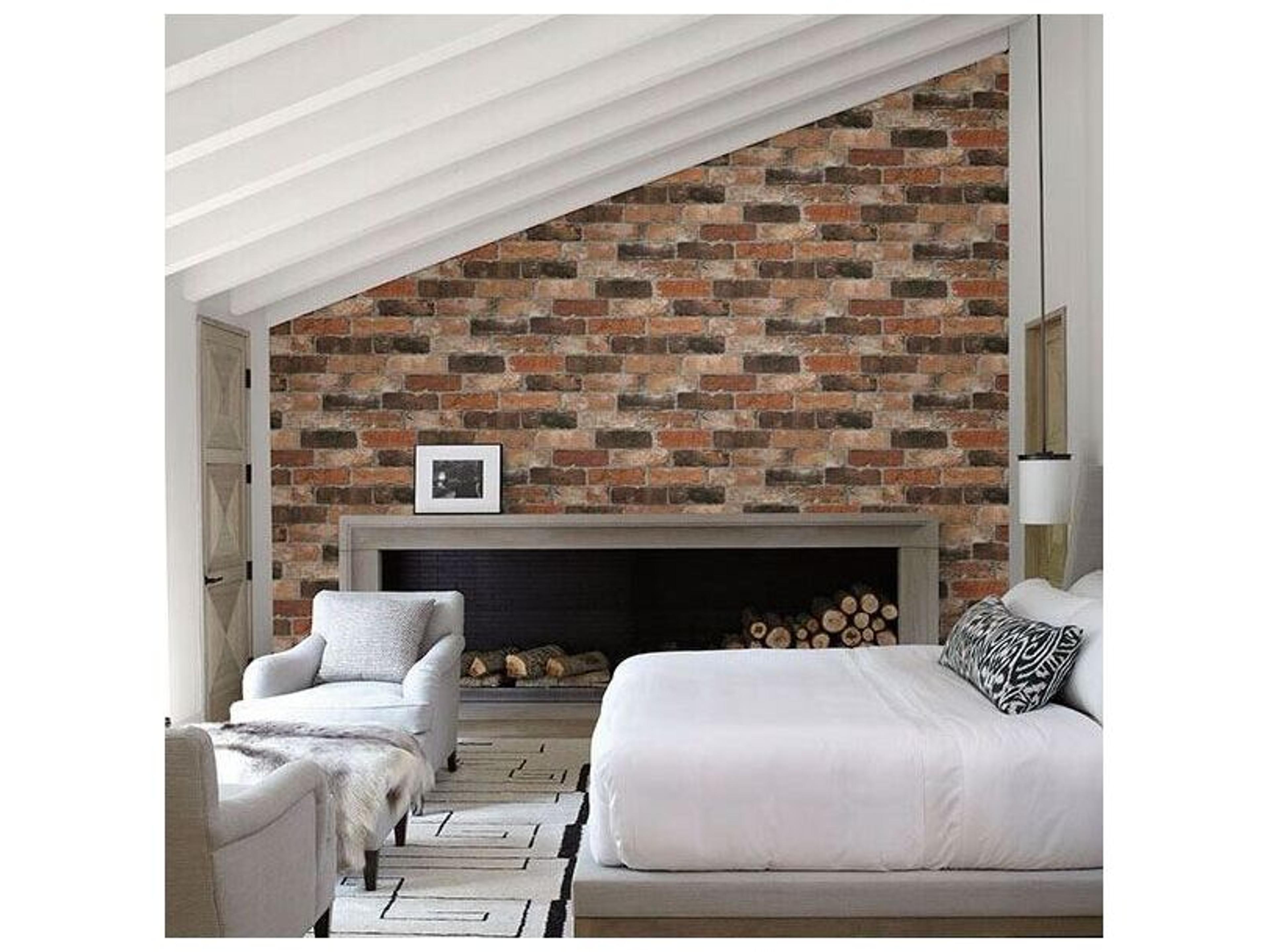 Brewster Home Fashions Kitchen & Bath Essentials Bushwick Red Reclaimed Bricks Wallpaper