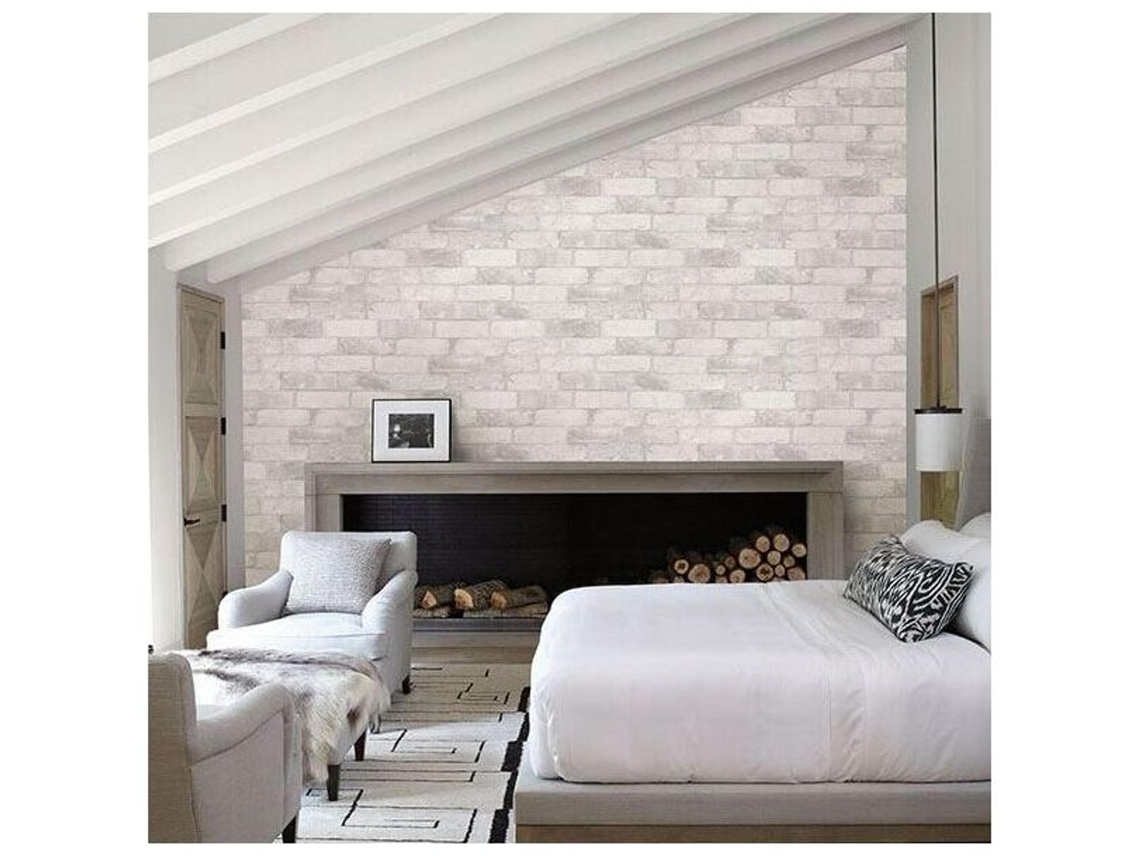 Brewster Home Fashions Kitchen & Bath Essentials Bushwick Off-White Reclaimed Bricks Wallpaper