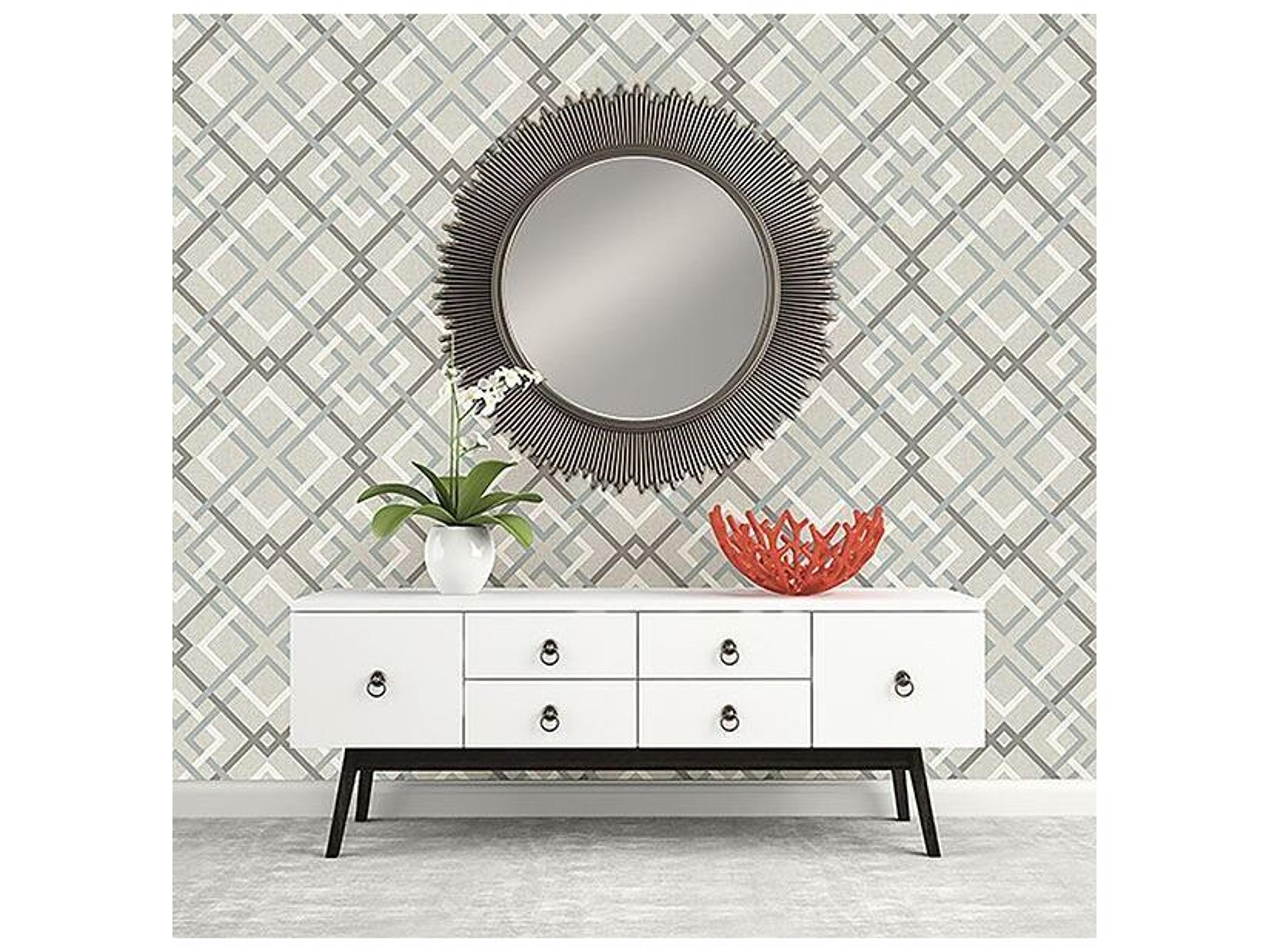 Brewster Home Fashions Kitchen & Bath Essentials Tuvalu Taupe Plaid Wallpaper