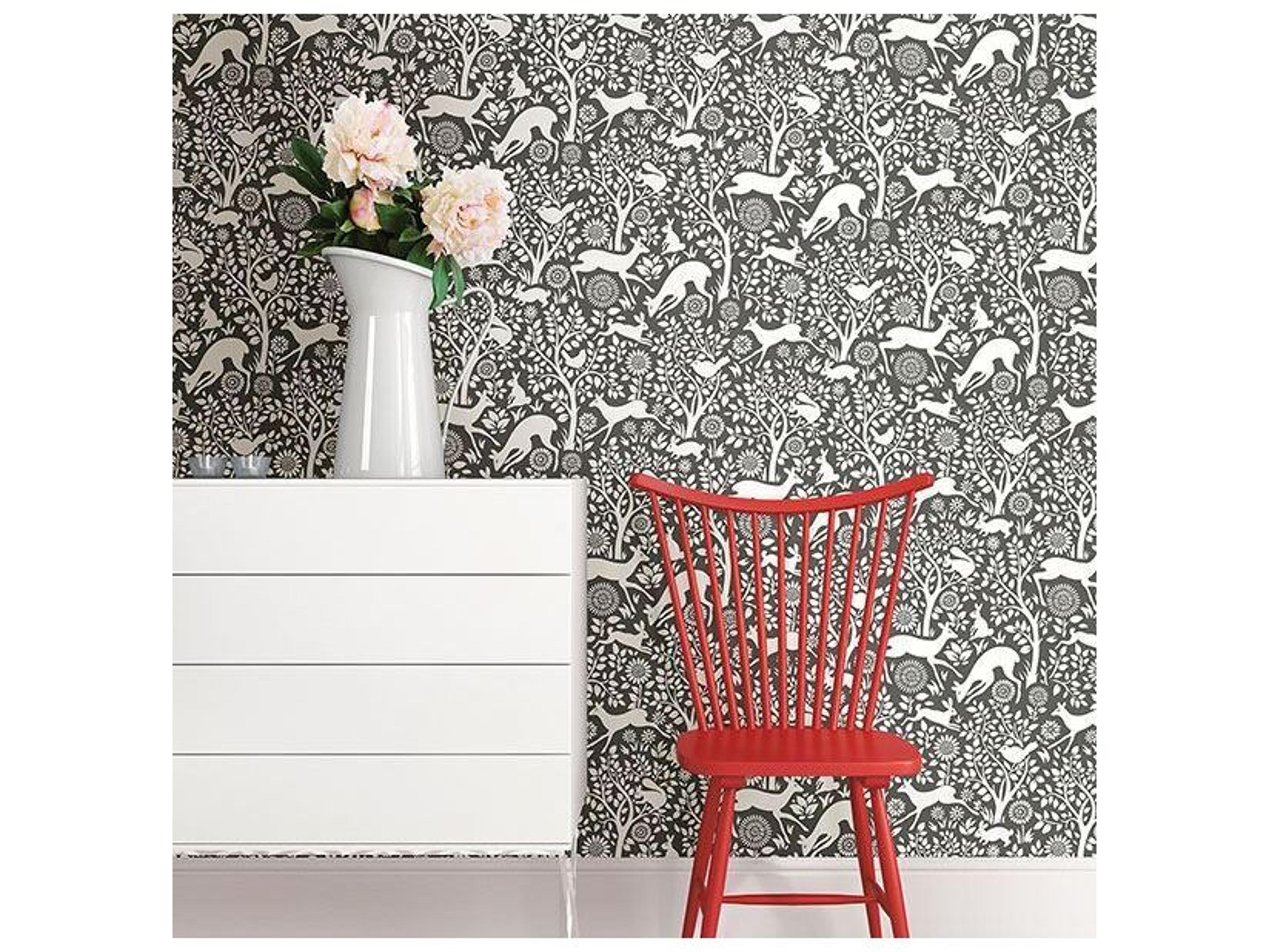 Brewster Home Fashions Kitchen & Bath Essentials Seeger Charcoal Meadow Wallpaper