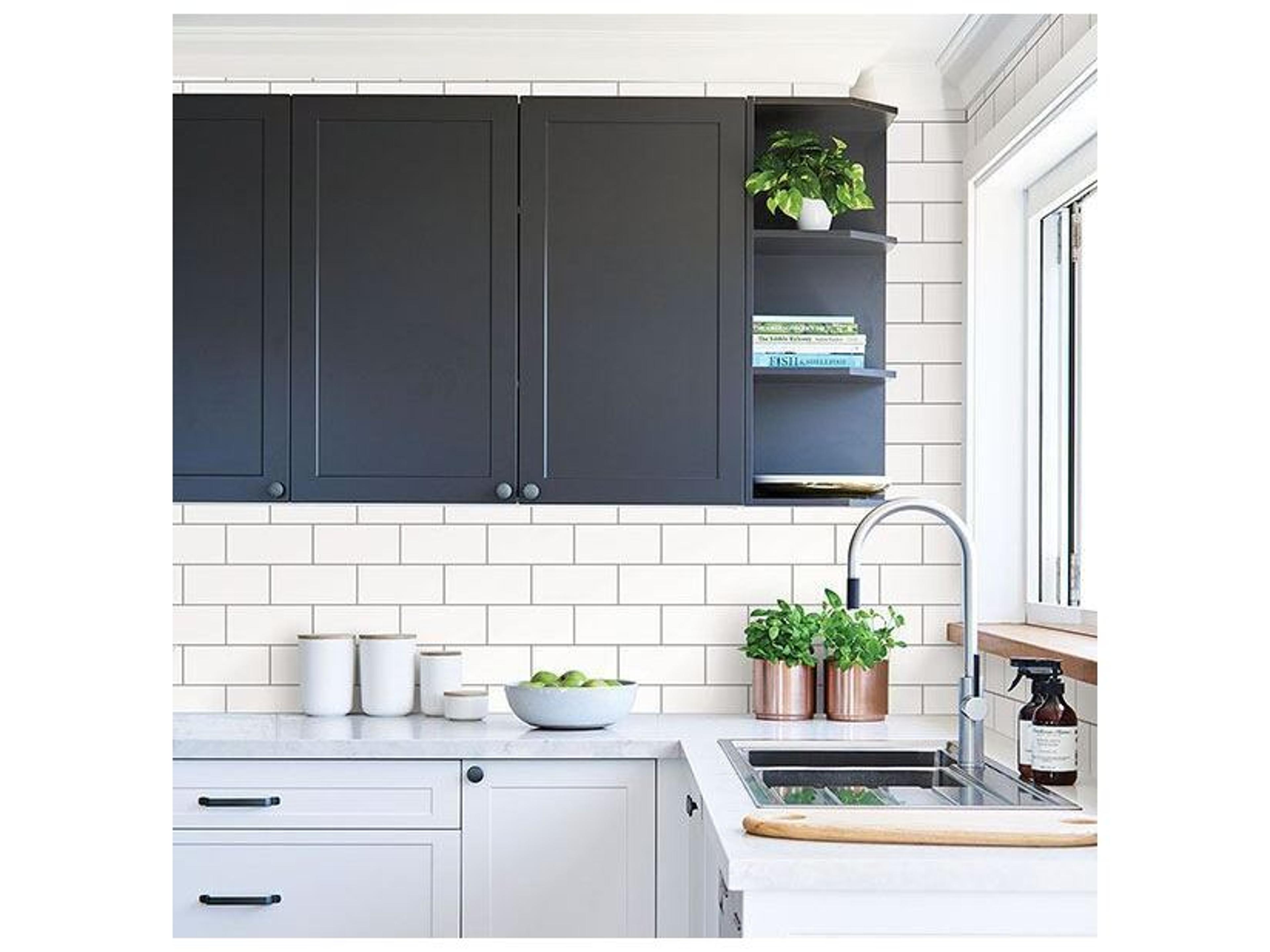 Brewster Home Fashions Kitchen & Bath Essentials Parkway Off-White Subway Tile Wallpaper