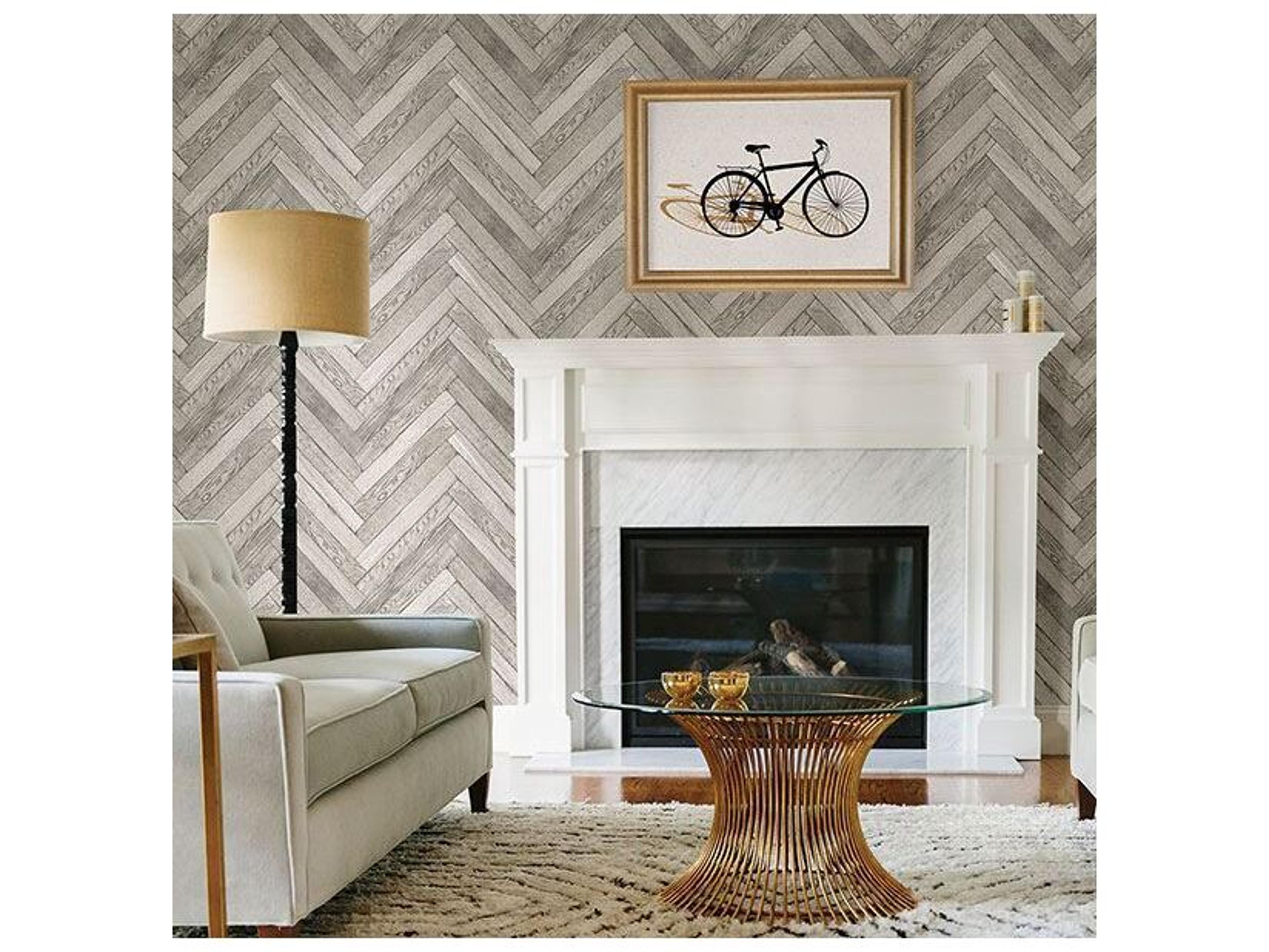 Brewster Home Fashions Kitchen & Bath Essentials Mammoth Off-White Diagonal Wood Wallpaper