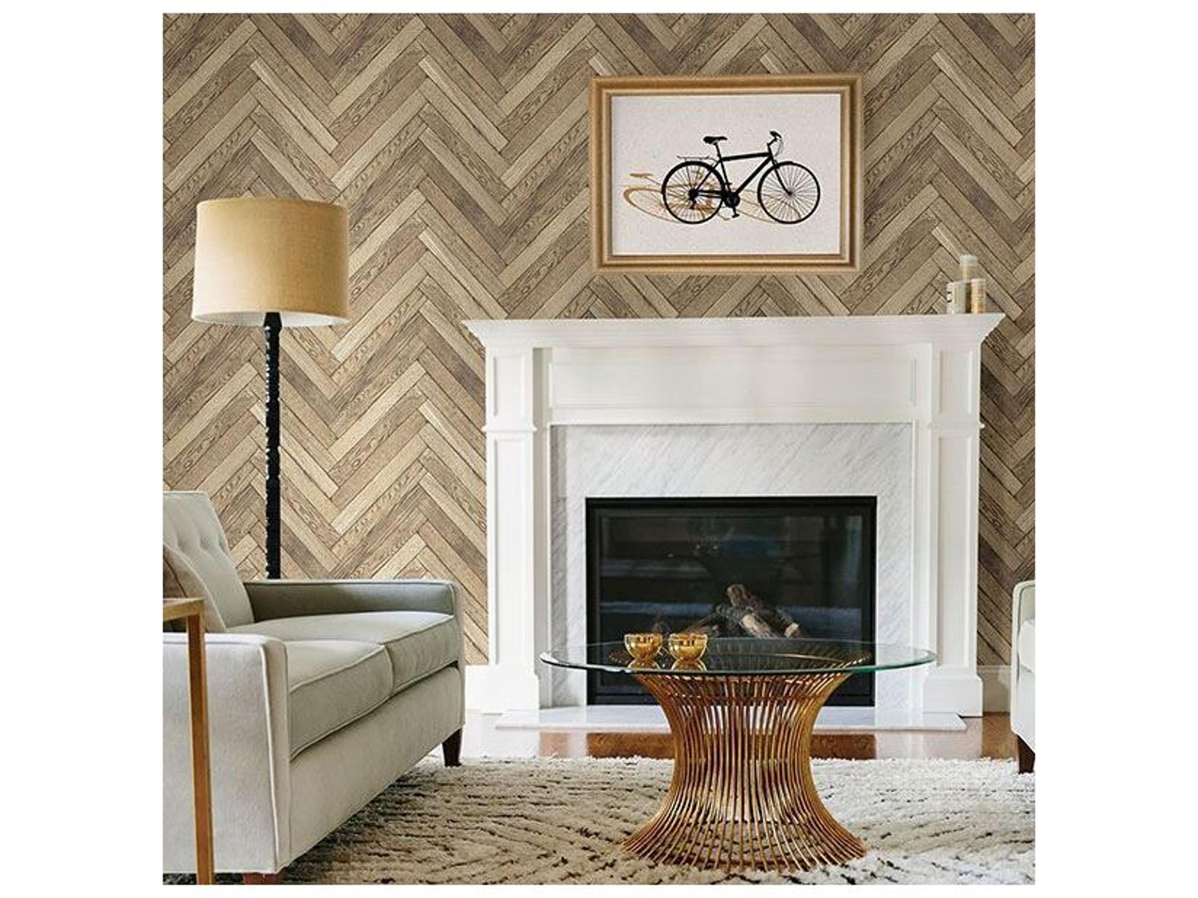 Brewster Home Fashions Kitchen & Bath Essentials Mammoth Wheat Diagonal Wood Wallpaper