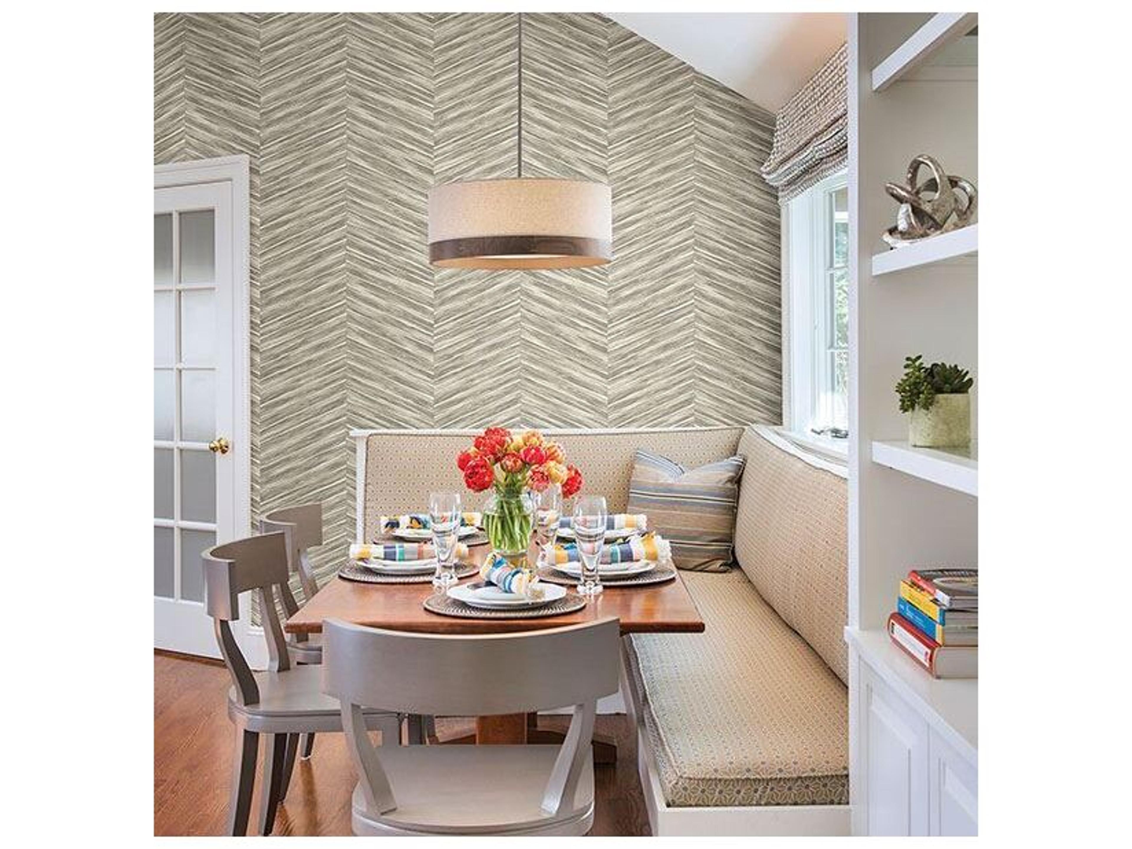 Brewster Home Fashions Kitchen & Bath Essentials Aldie Beige Chevron Weave Wallpaper