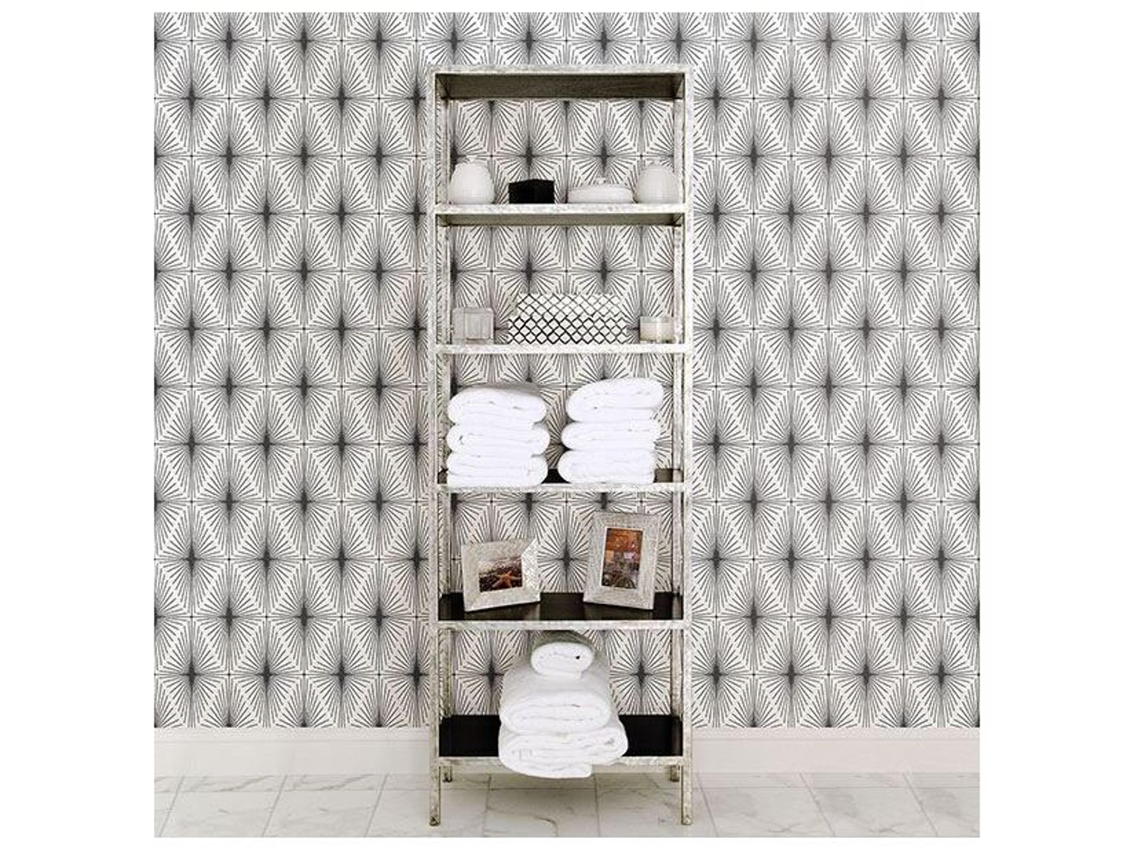 Brewster Home Fashions Kitchen & Bath Essentials Draper Black Geometric Wallpaper