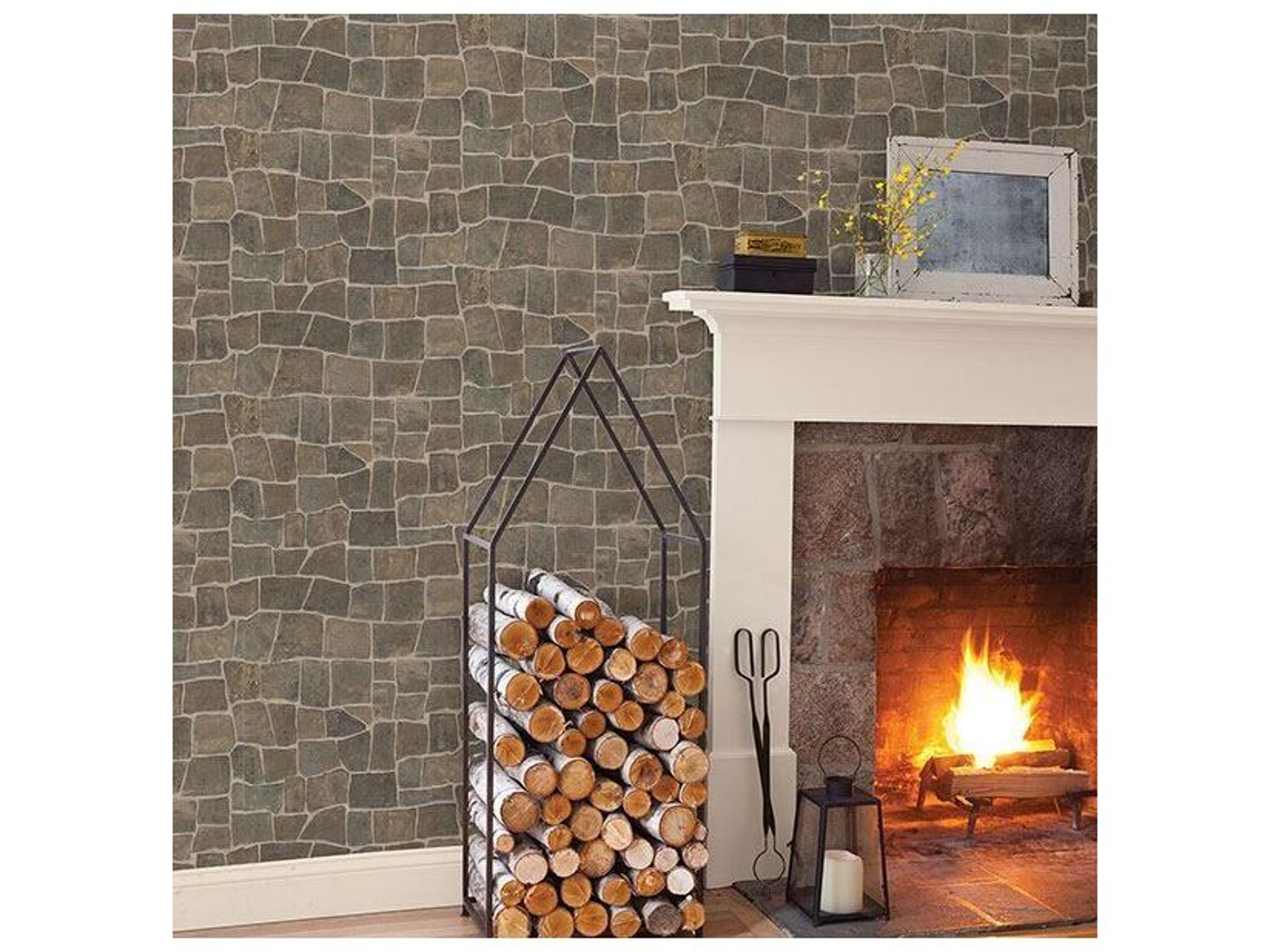 Brewster Home Fashions Kitchen & Bath Essentials Cattleya Neutral Slate Path Wallpaper