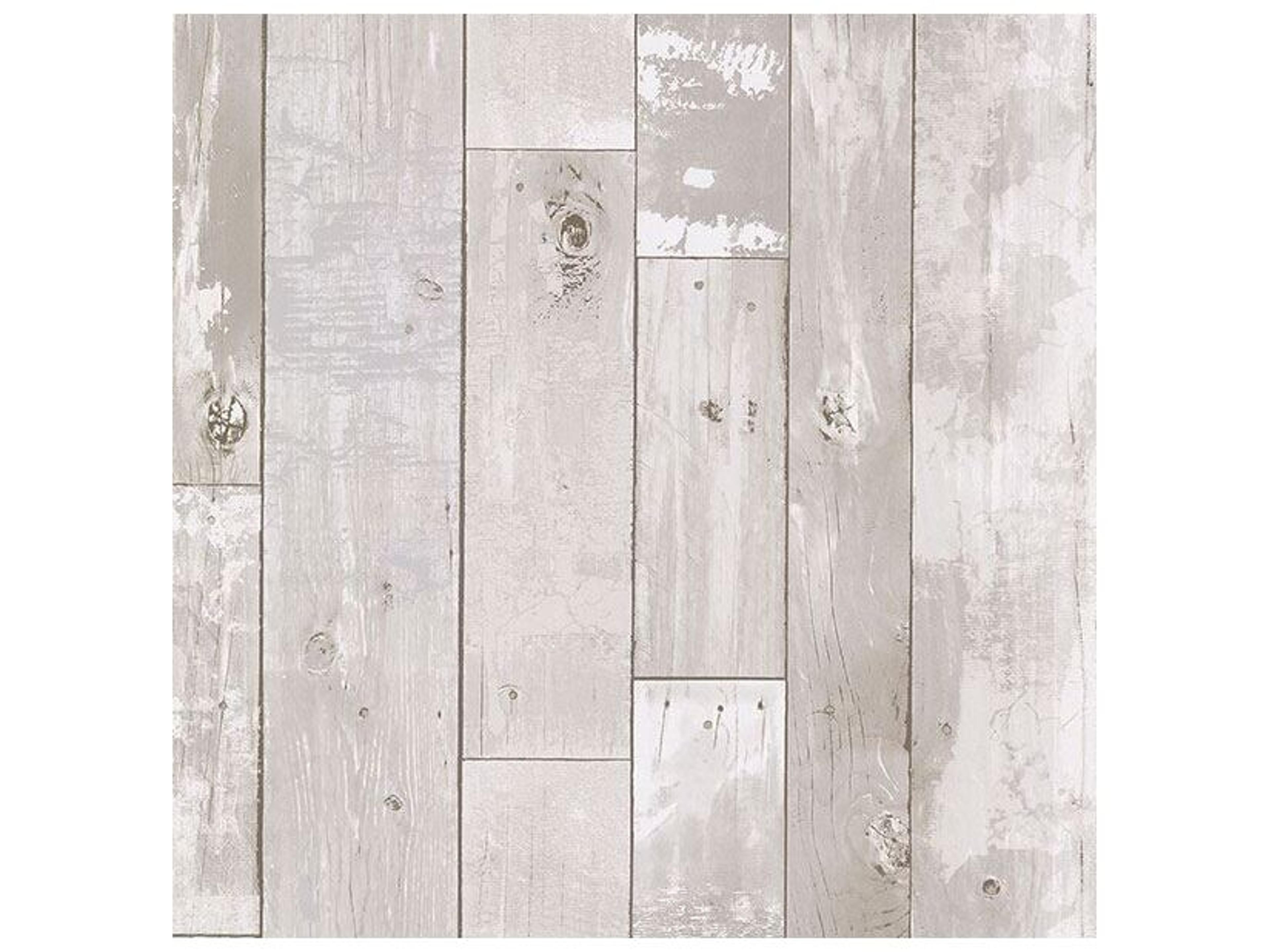 Techniques & Finishes Iii Harbored Light Grey Distressed Wood Panel Wallpaper