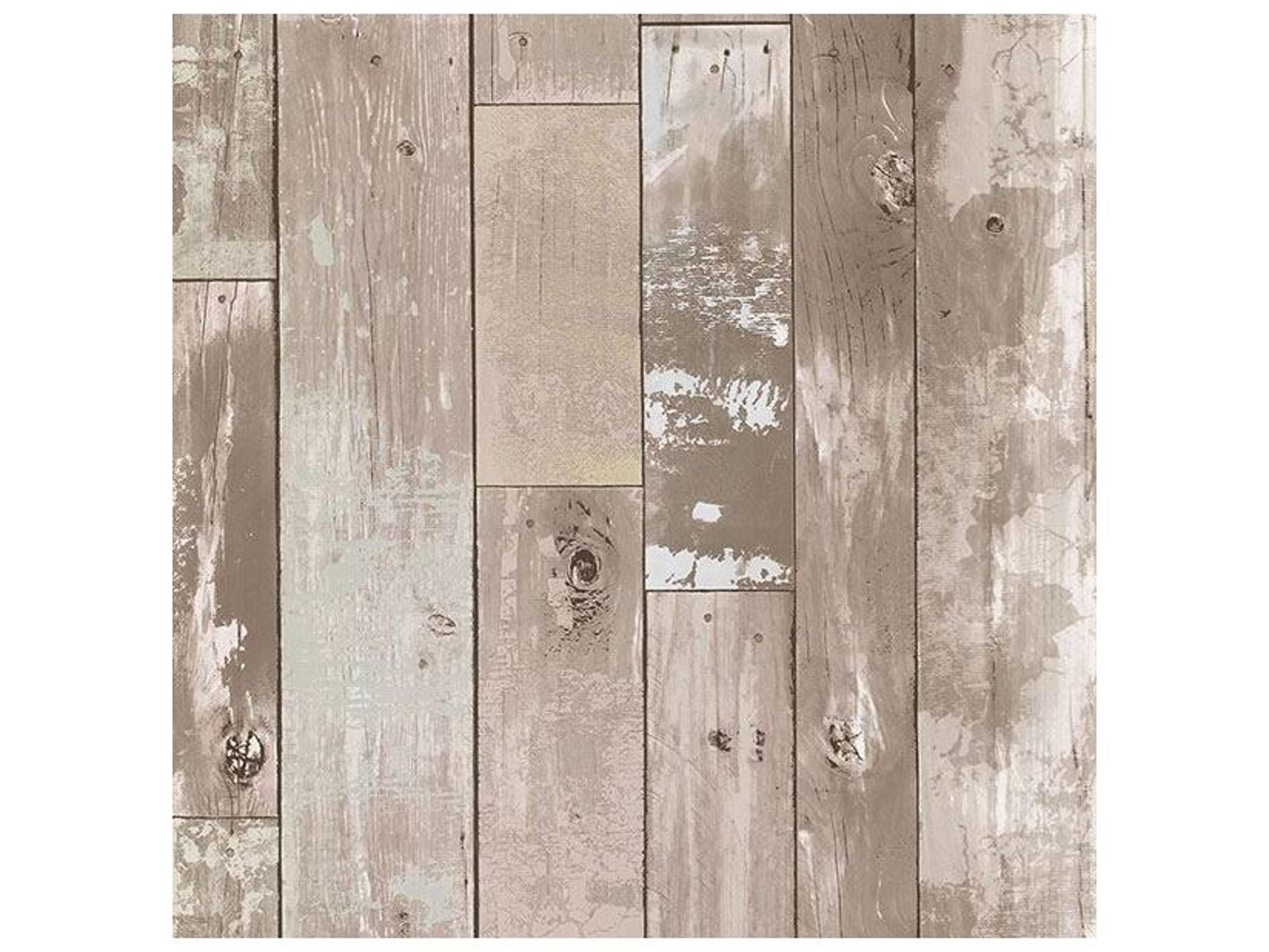 Techniques & Finishes Iii Harbored Neutral Distressed Wood Panel Wallpaper