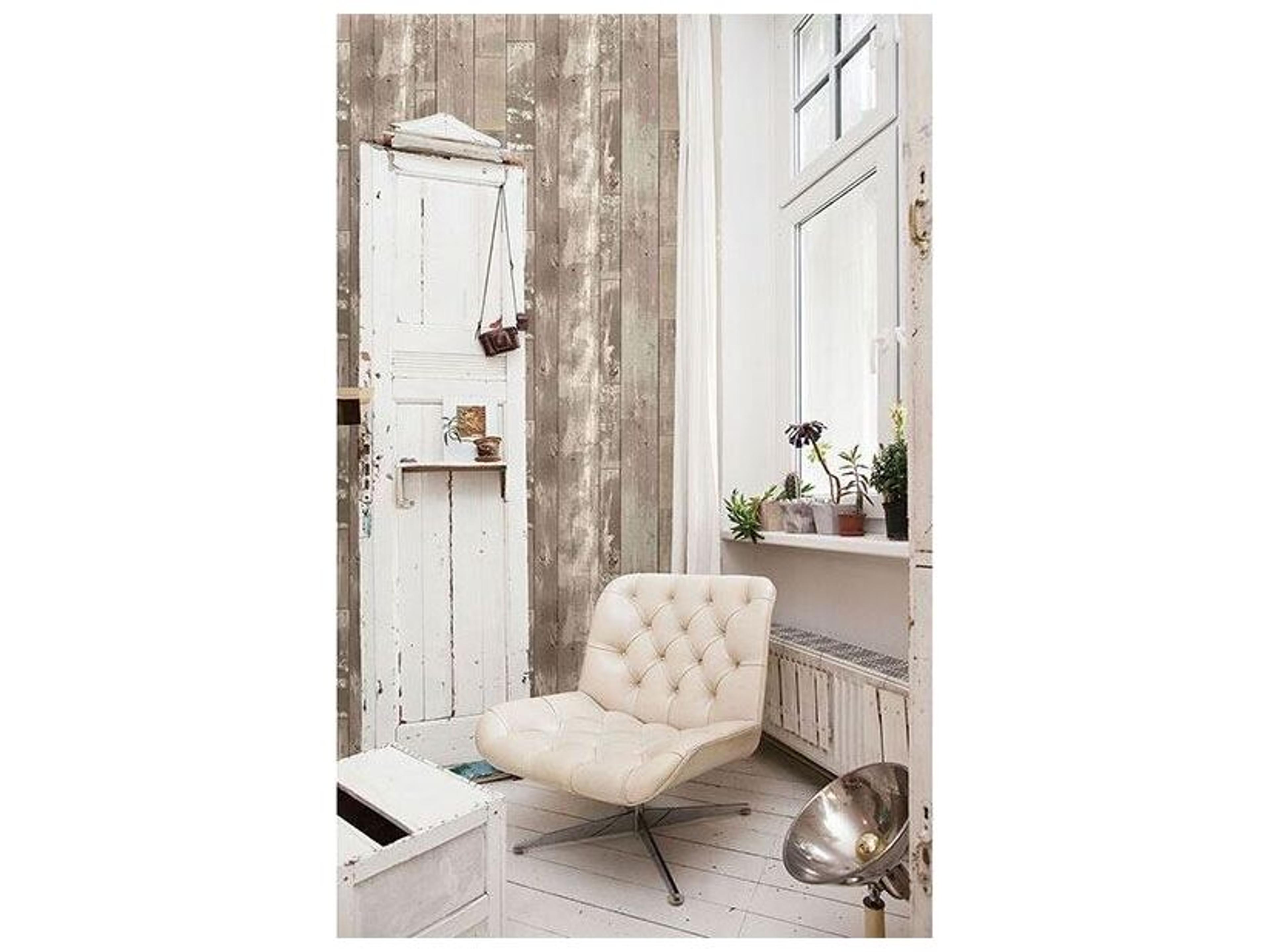 Brewster Home Fashions Techniques & Finishes Iii Harbored Neutral Distressed Wood Panel Wallpaper