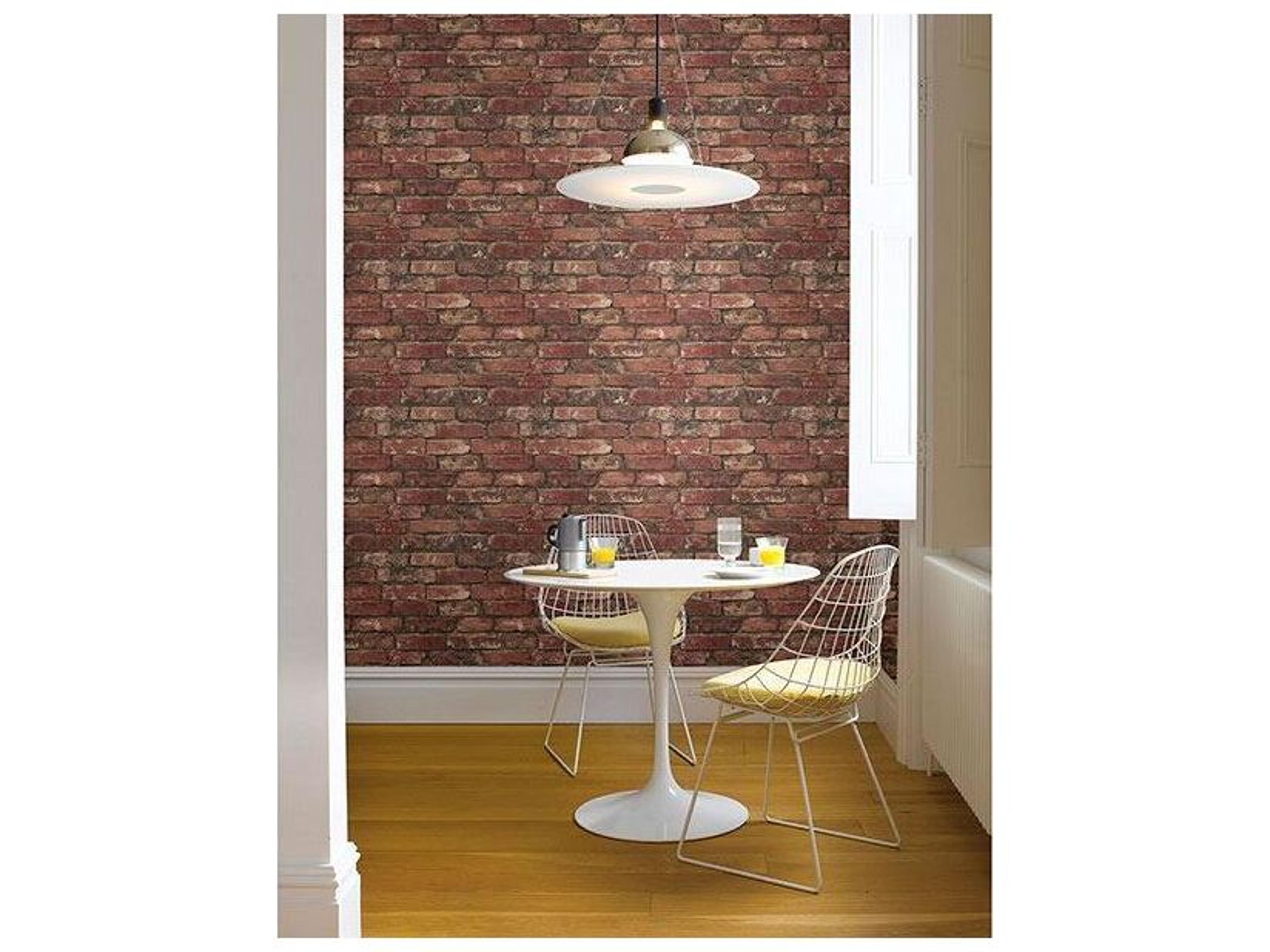 Brewster Home Fashions Techniques & Finishes Iii Davis Dark Red Exposed Brick Wallpaper