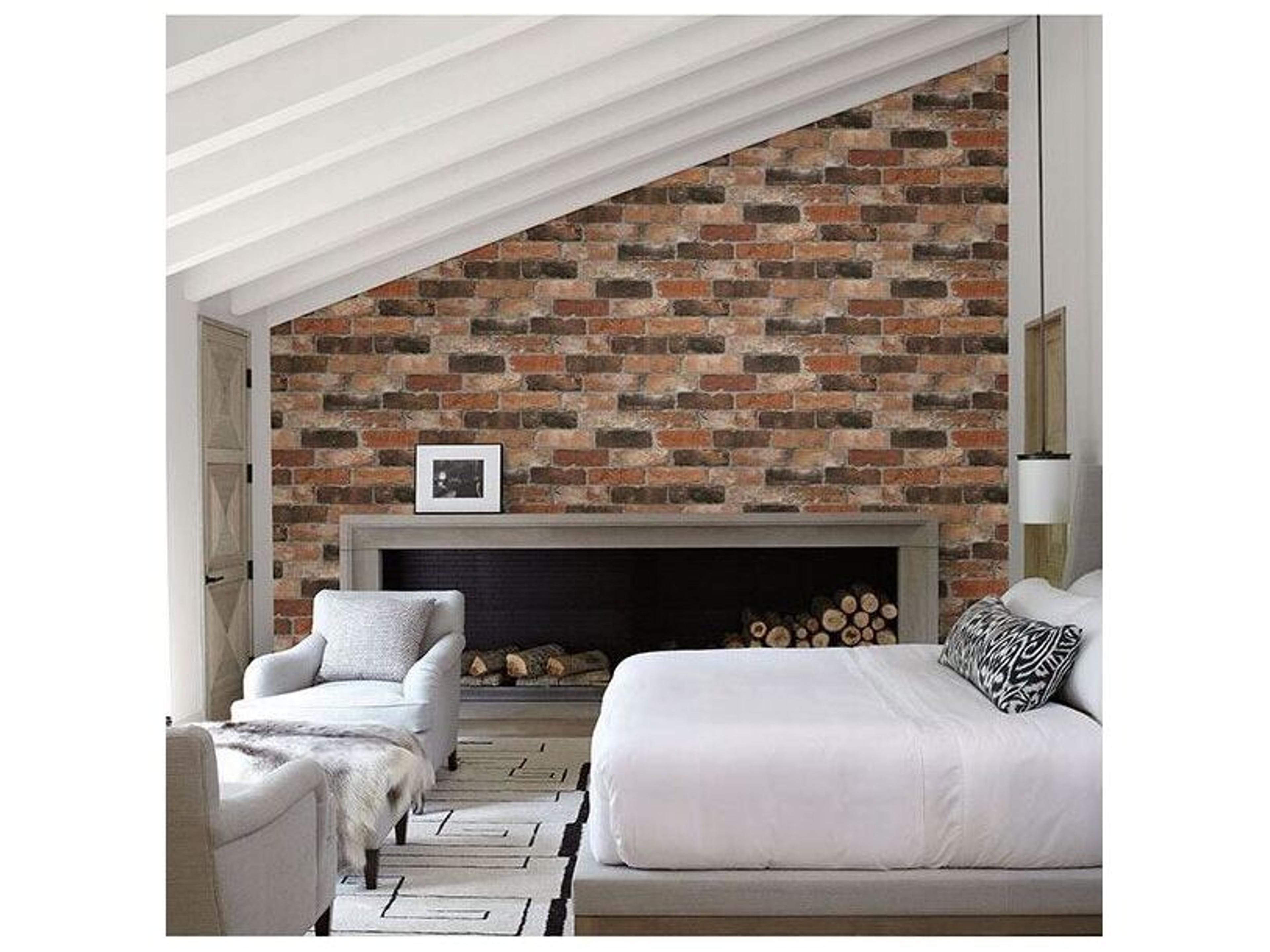 Brewster Home Fashions Techniques & Finishes Iii Adams Red Reclaimed Bricks Wallpaper