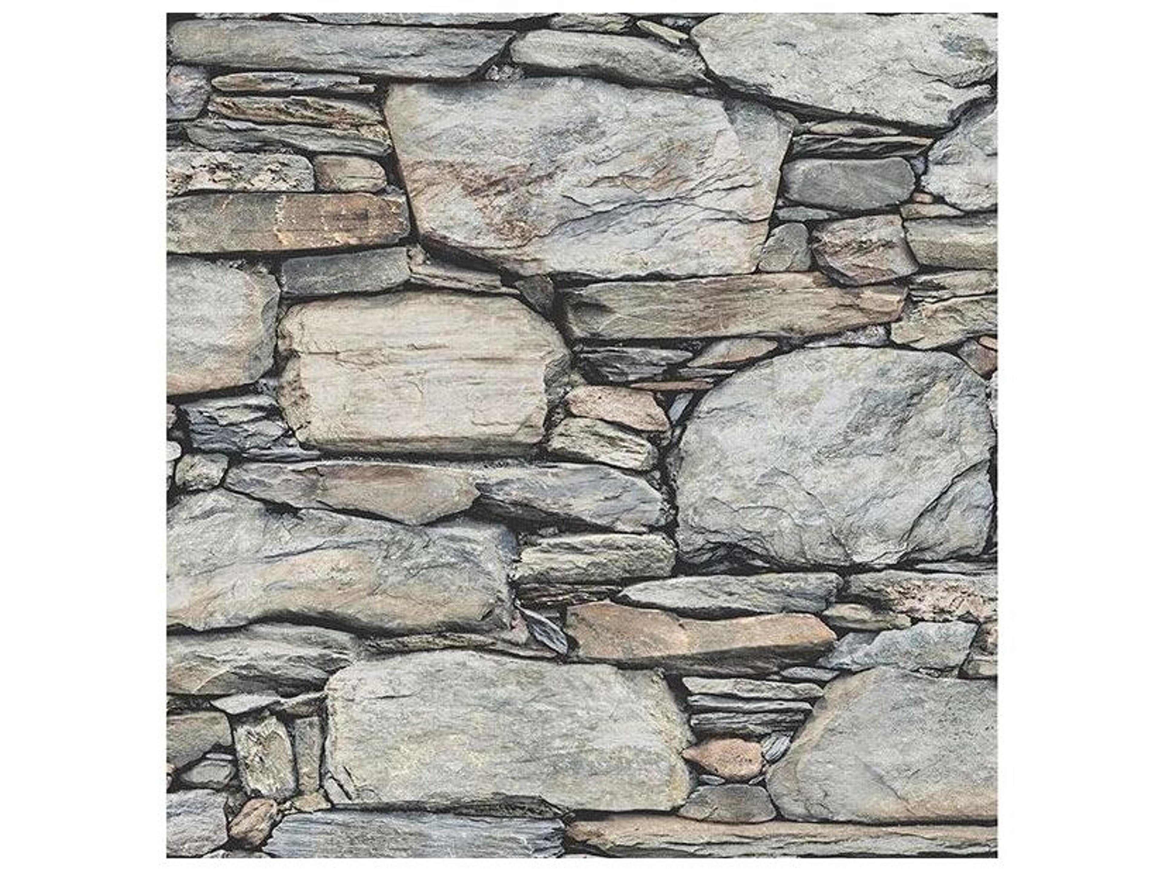 Techniques & Finishes Iii Cobble Light Grey Stone Wall Wallpaper