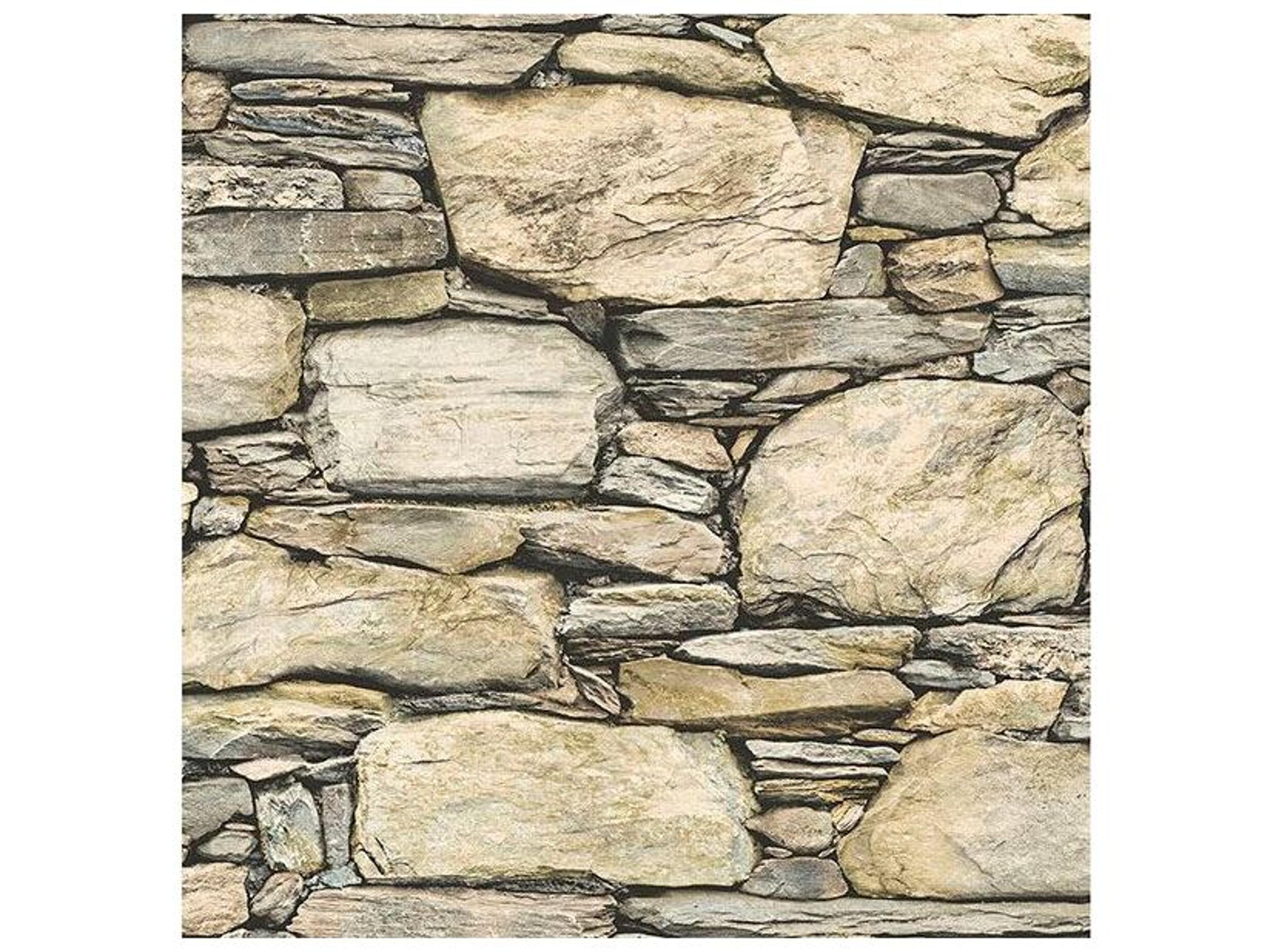 Techniques & Finishes Iii Cobble Neutral Stone Wall Wallpaper