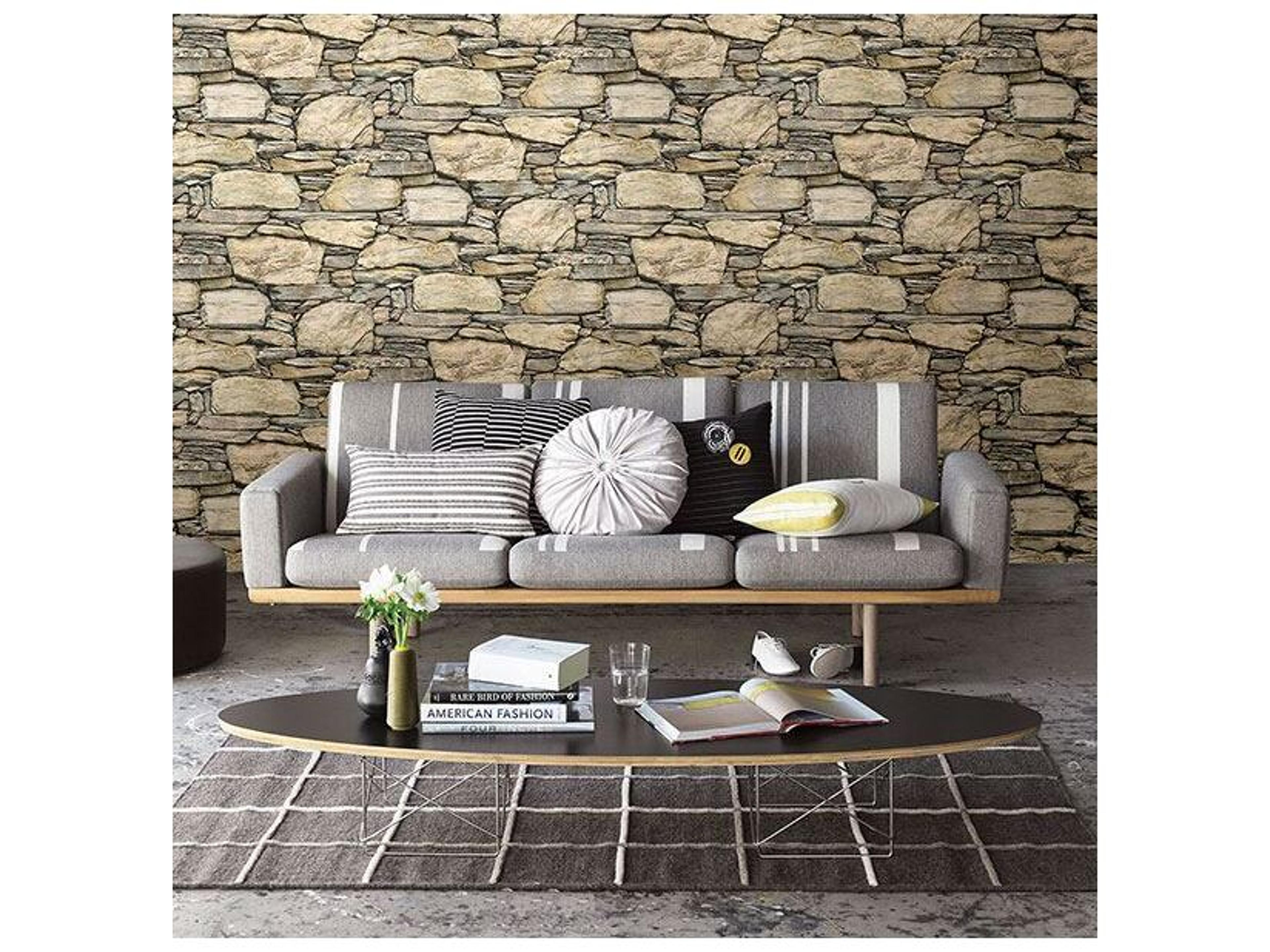 Brewster Home Fashions Techniques & Finishes Iii Cobble Neutral Stone Wall Wallpaper